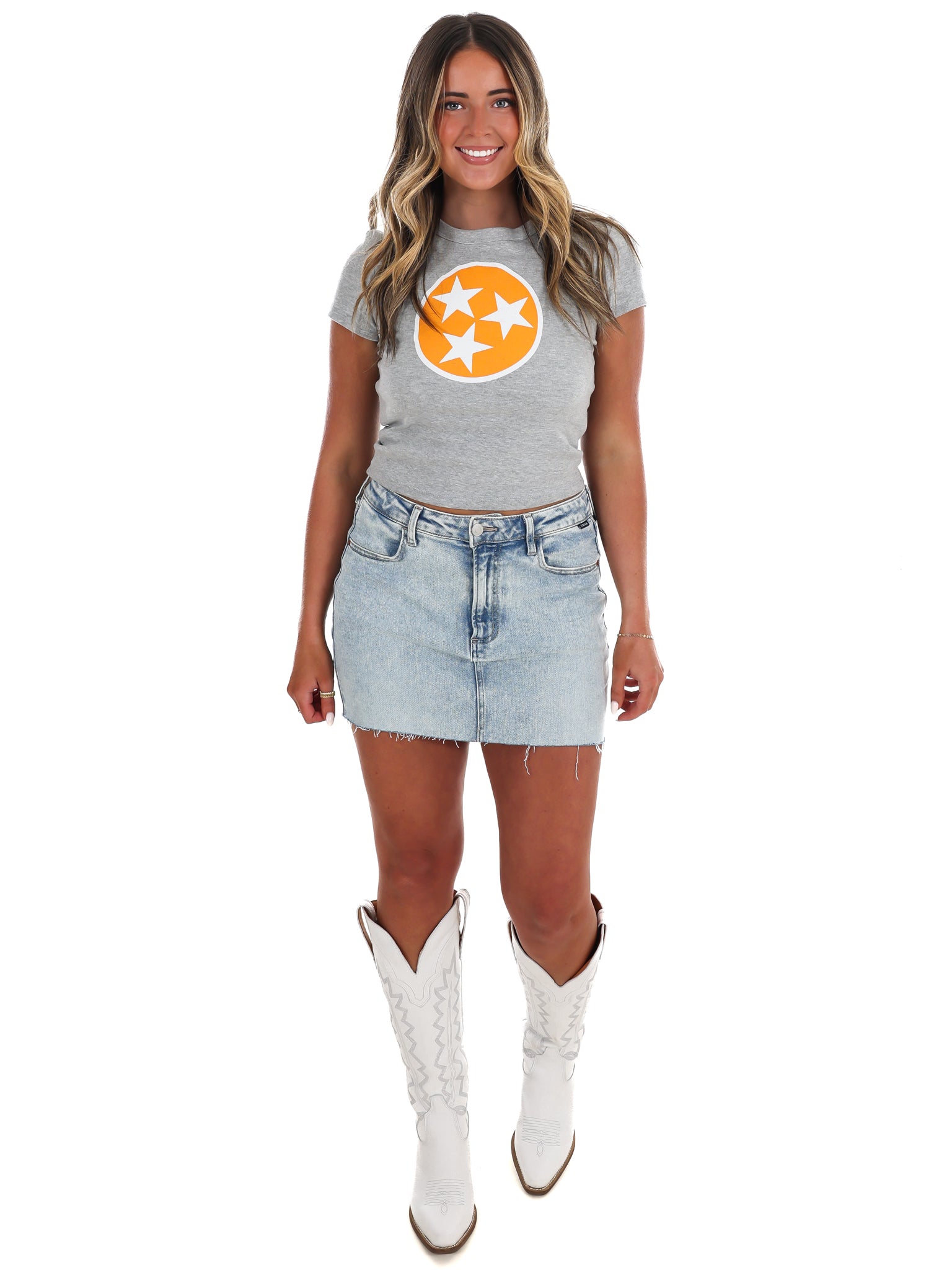 Orange Tri-Star Baby Tee