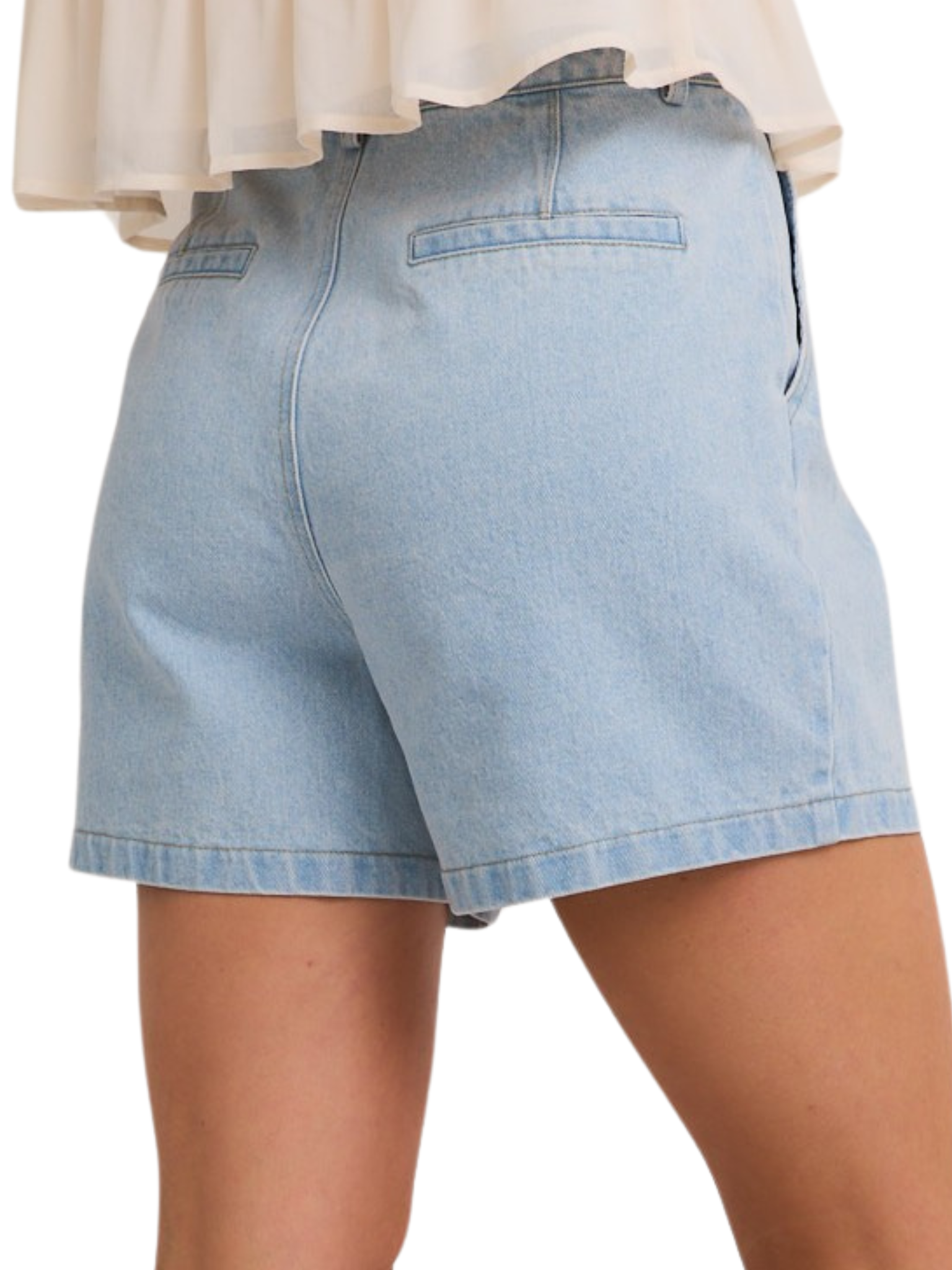No Complaints Pleated Denim Shorts
