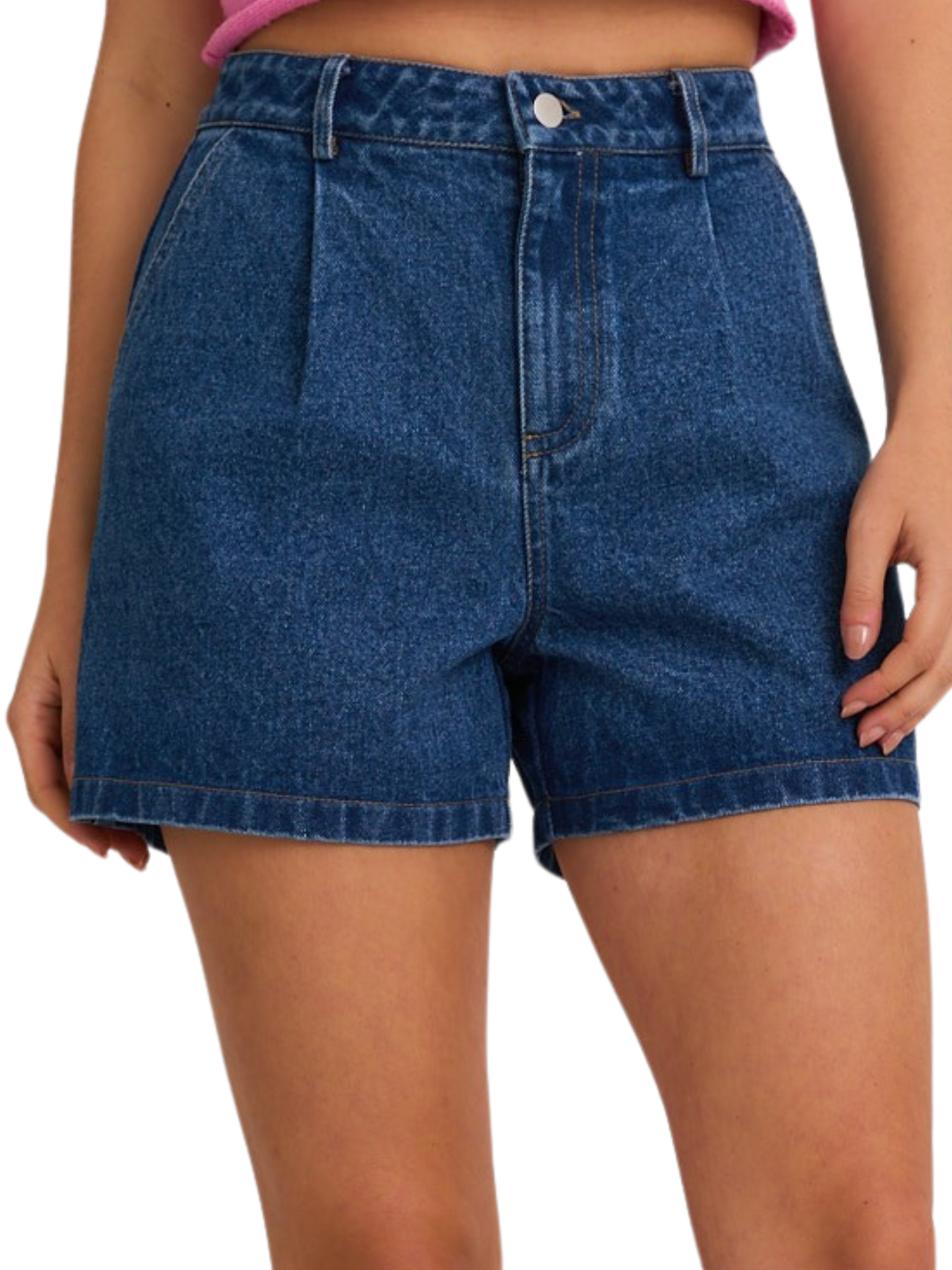 No Complaints Pleated Denim Shorts