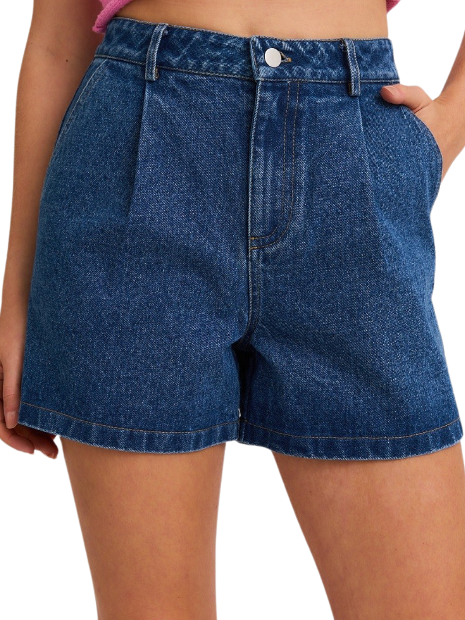 No Complaints Pleated Denim Shorts