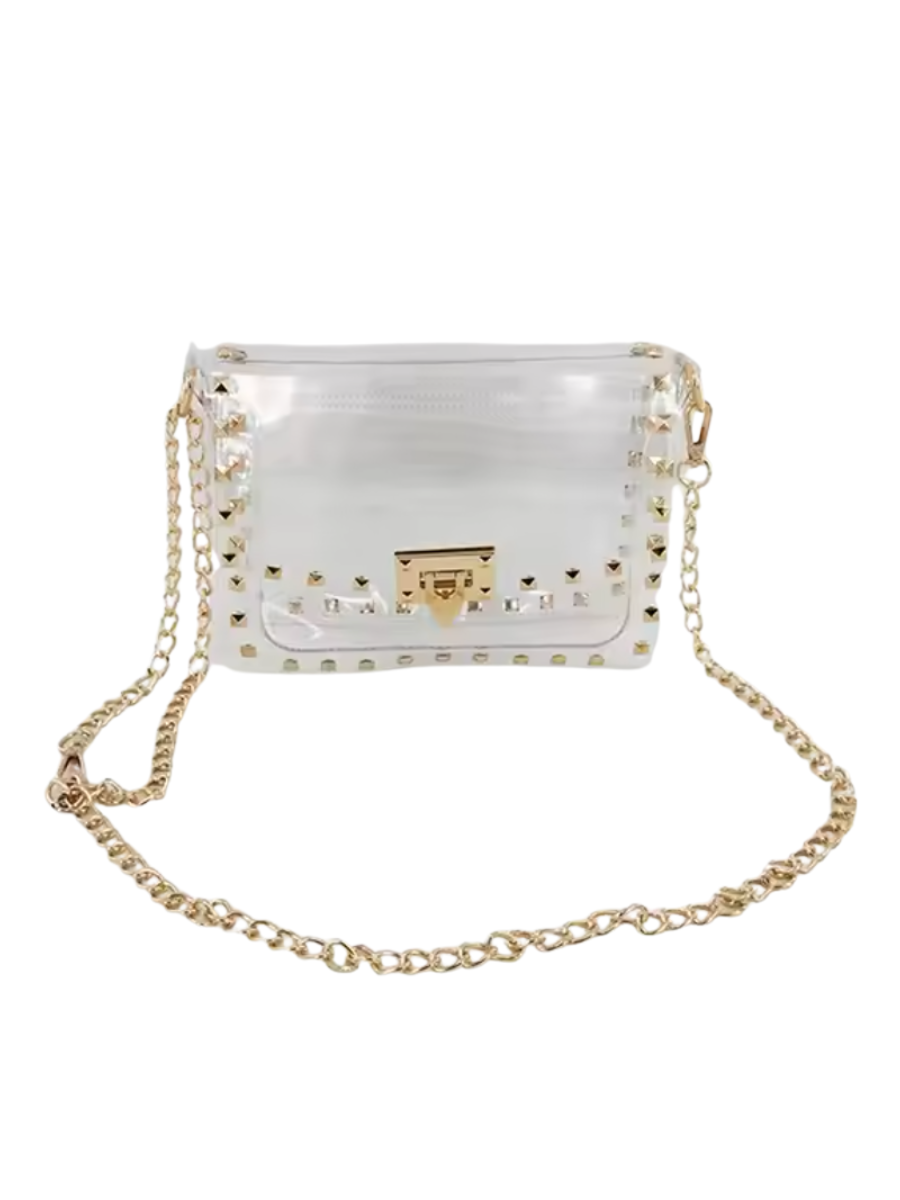 Clear Rivet Crossbody Purse