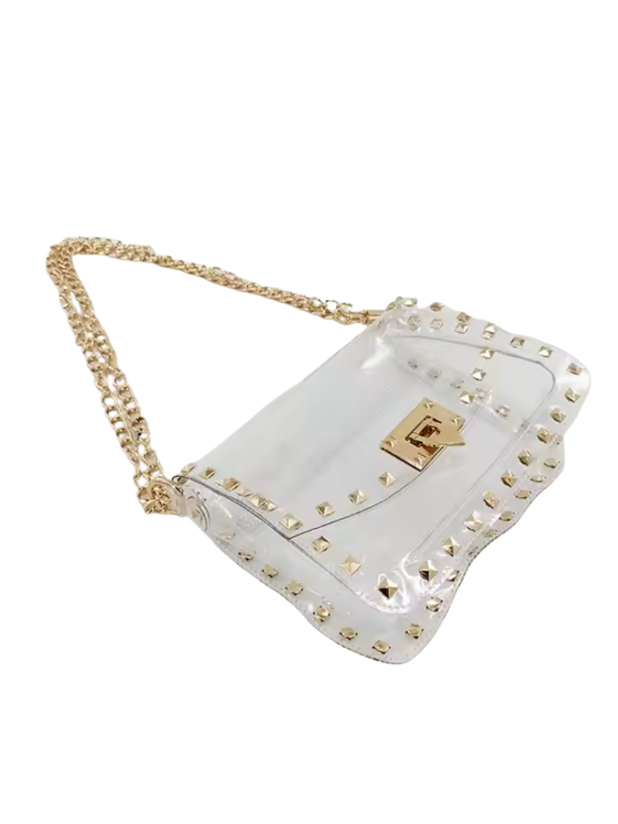 Clear Rivet Crossbody Purse