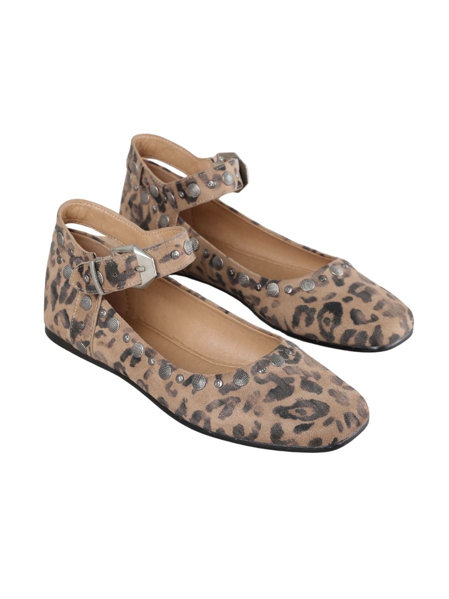 Mystic Studded Ankle Strap Ballerina Flats