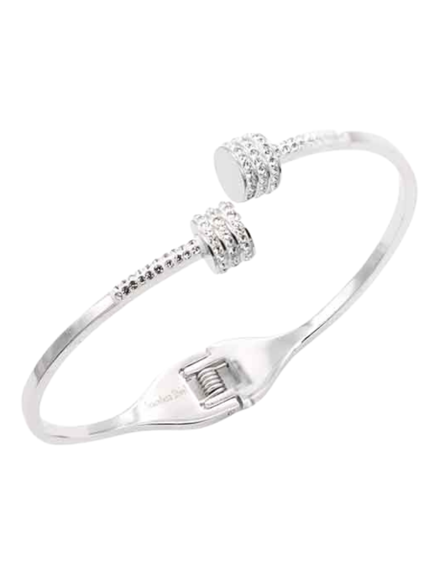 Bonded Bliss Stainless Steel Bangle Bracelet with Clear CZ