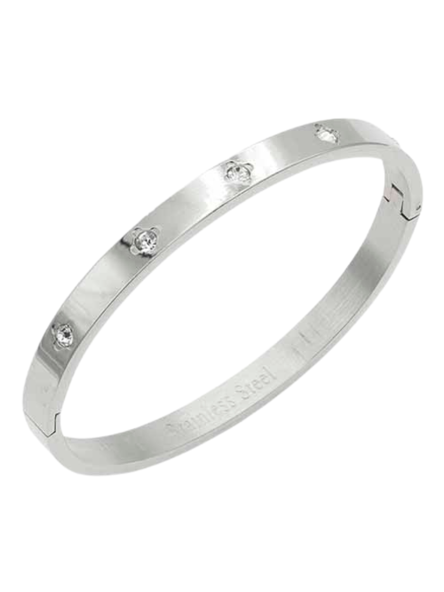 Forever Bound Stainless Steel Hinged Bangle Bracelet