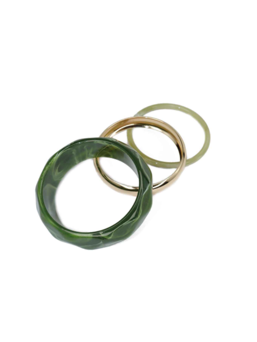 Marble Metal 3 Piece Bangle Bracelet Set
