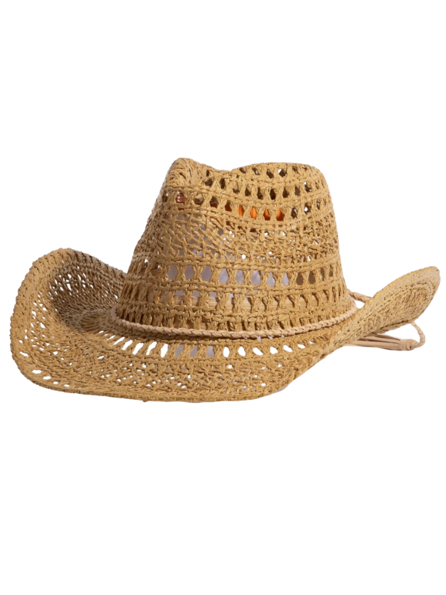 Intricate Woven Western Fedora Straw Hat
