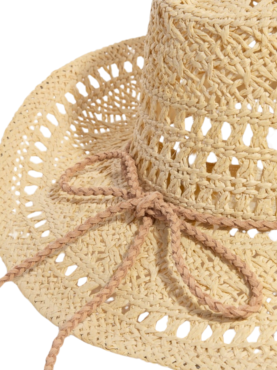 Intricate Woven Western Fedora Straw Hat