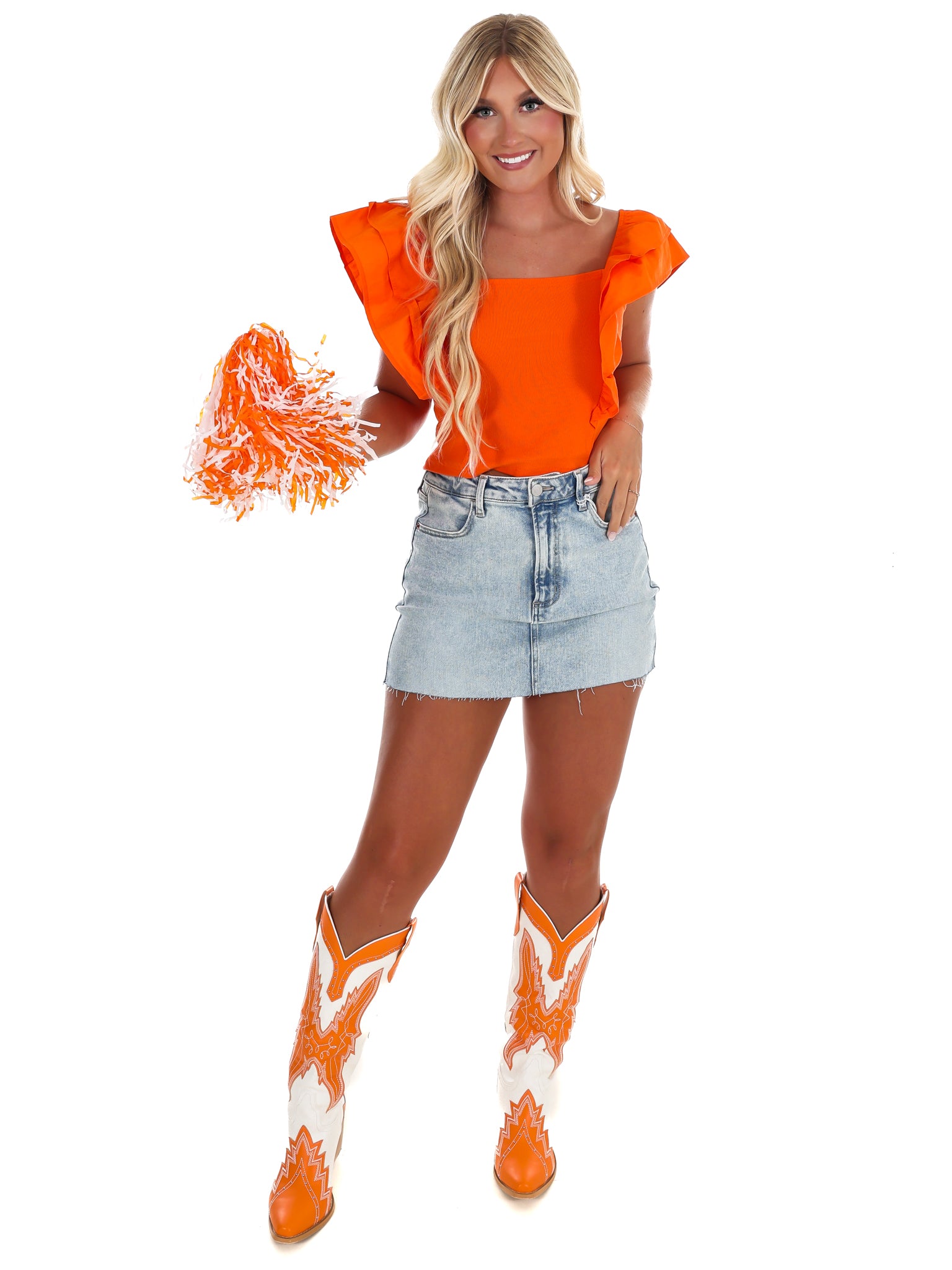 Call the Game Ribbed Ruffle Top