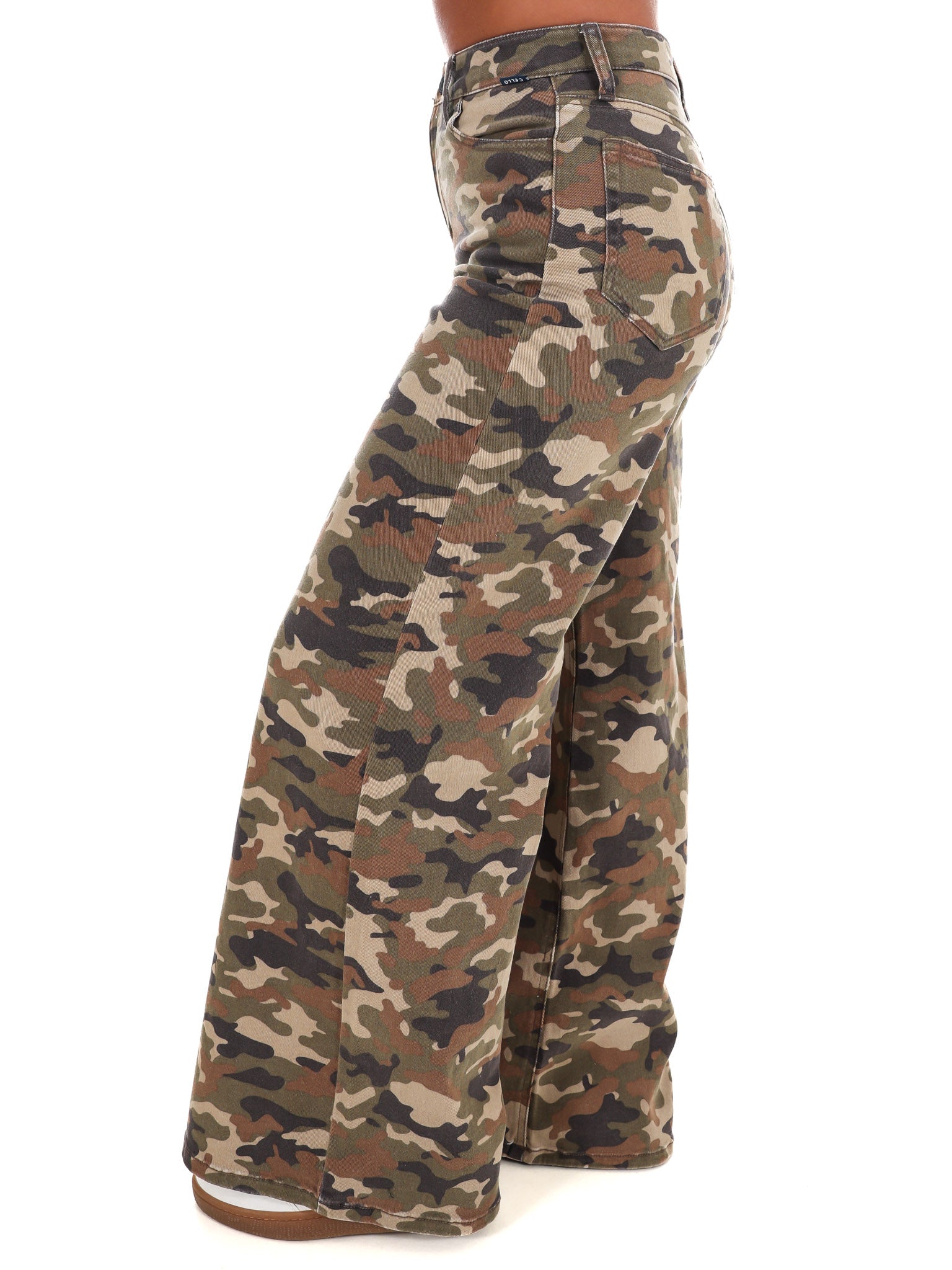 Camo High Rise Wide Leg Jeans