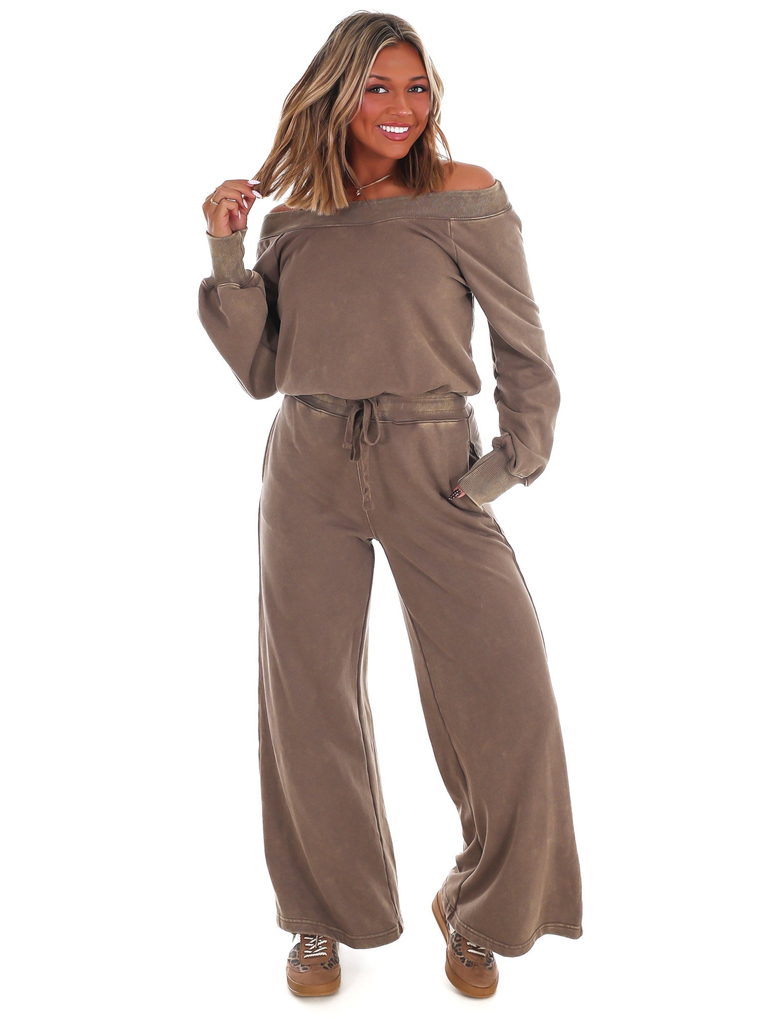 Easy Living Off the Shoulder Jumpsuit