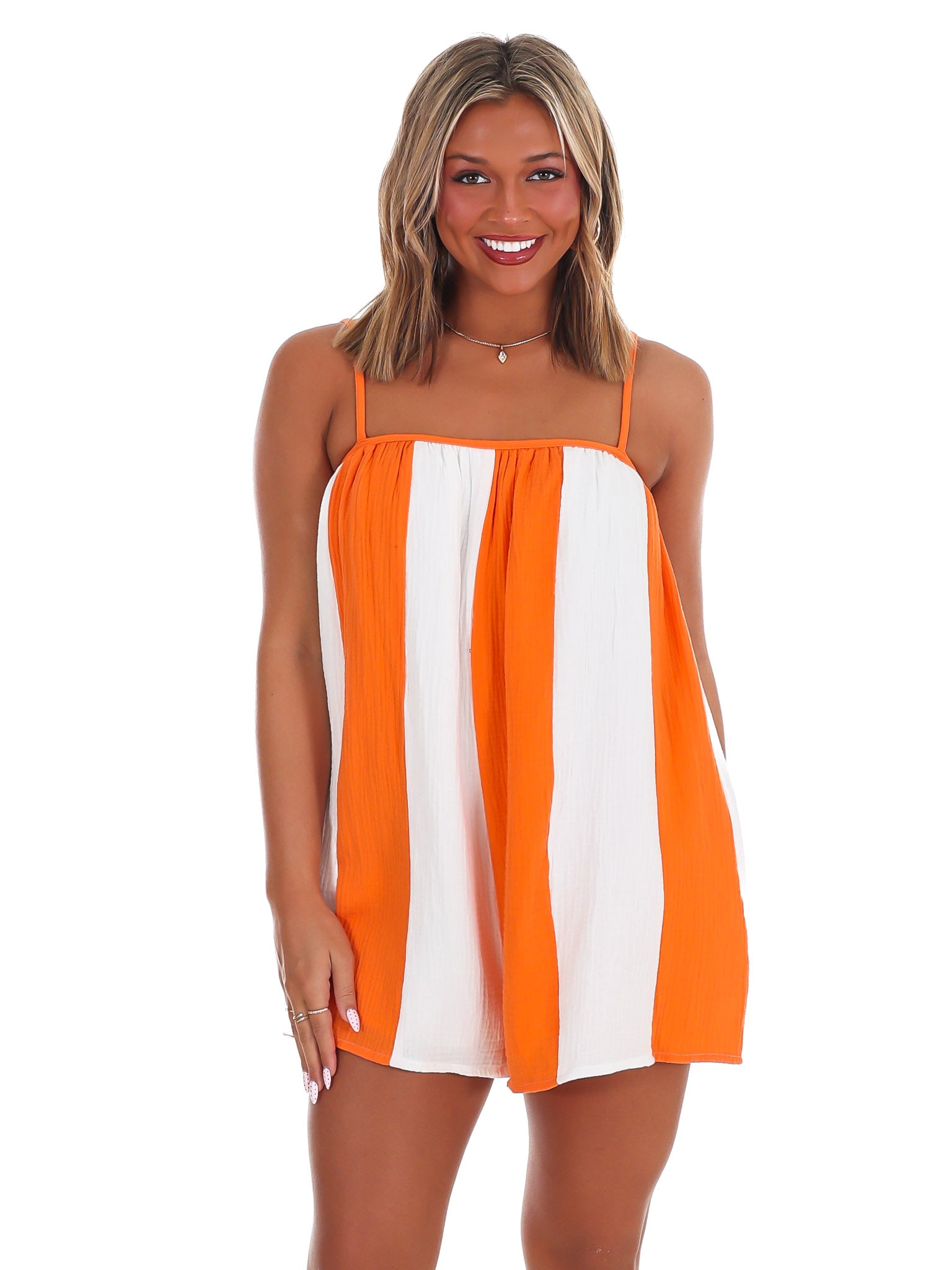 Tailgate Mood Striped Romper