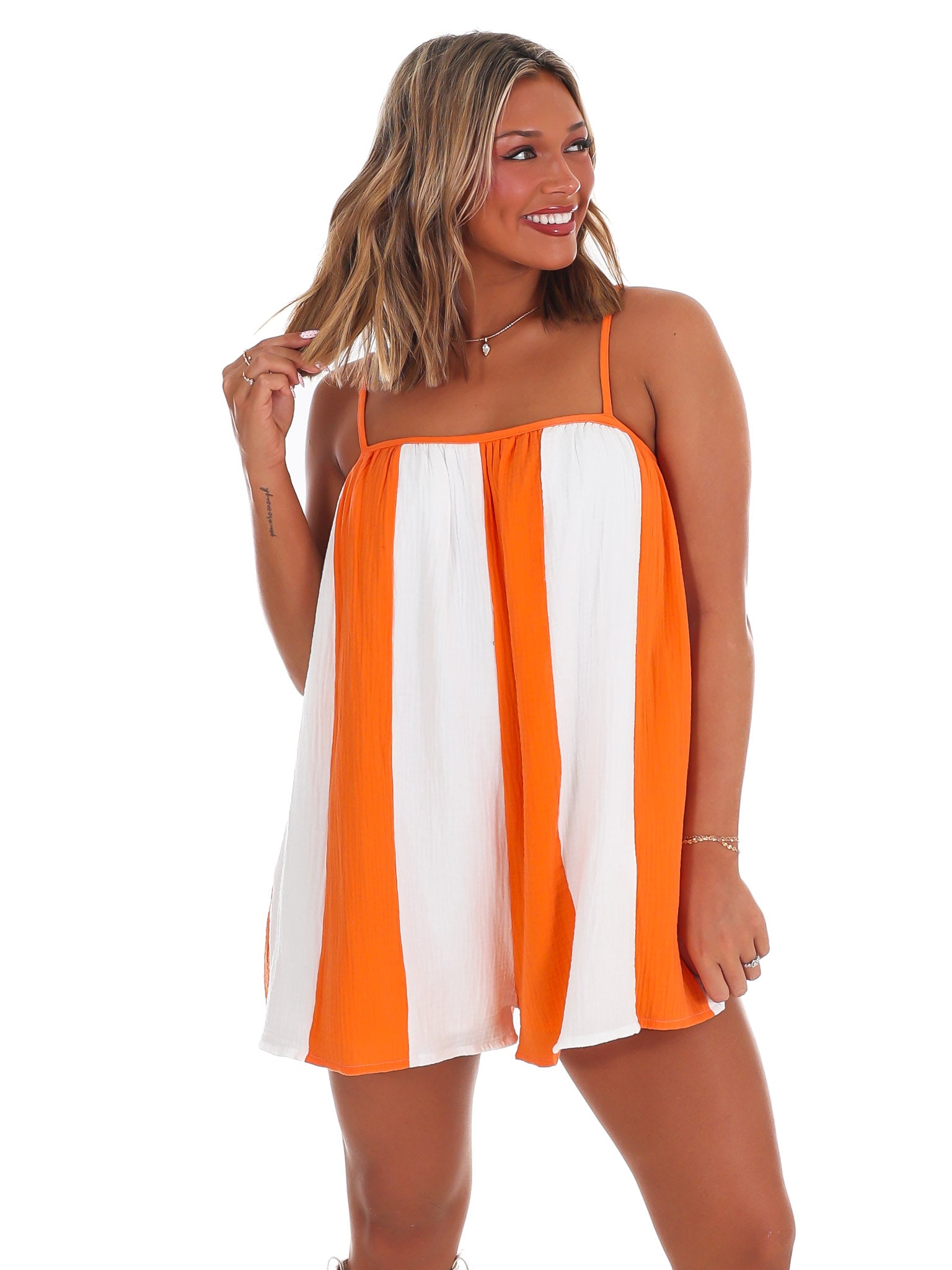 Tailgate Mood Striped Romper