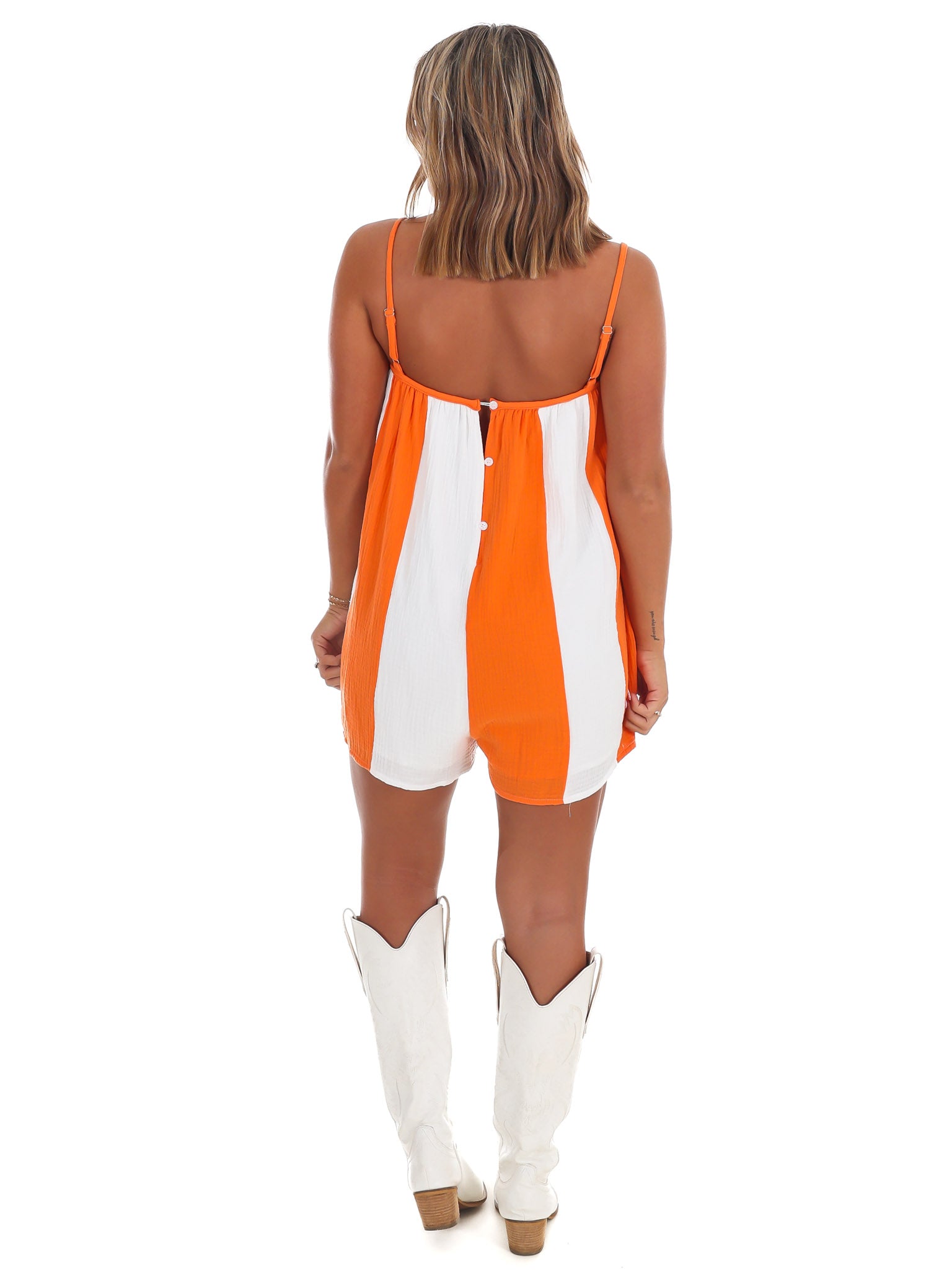 Tailgate Mood Striped Romper