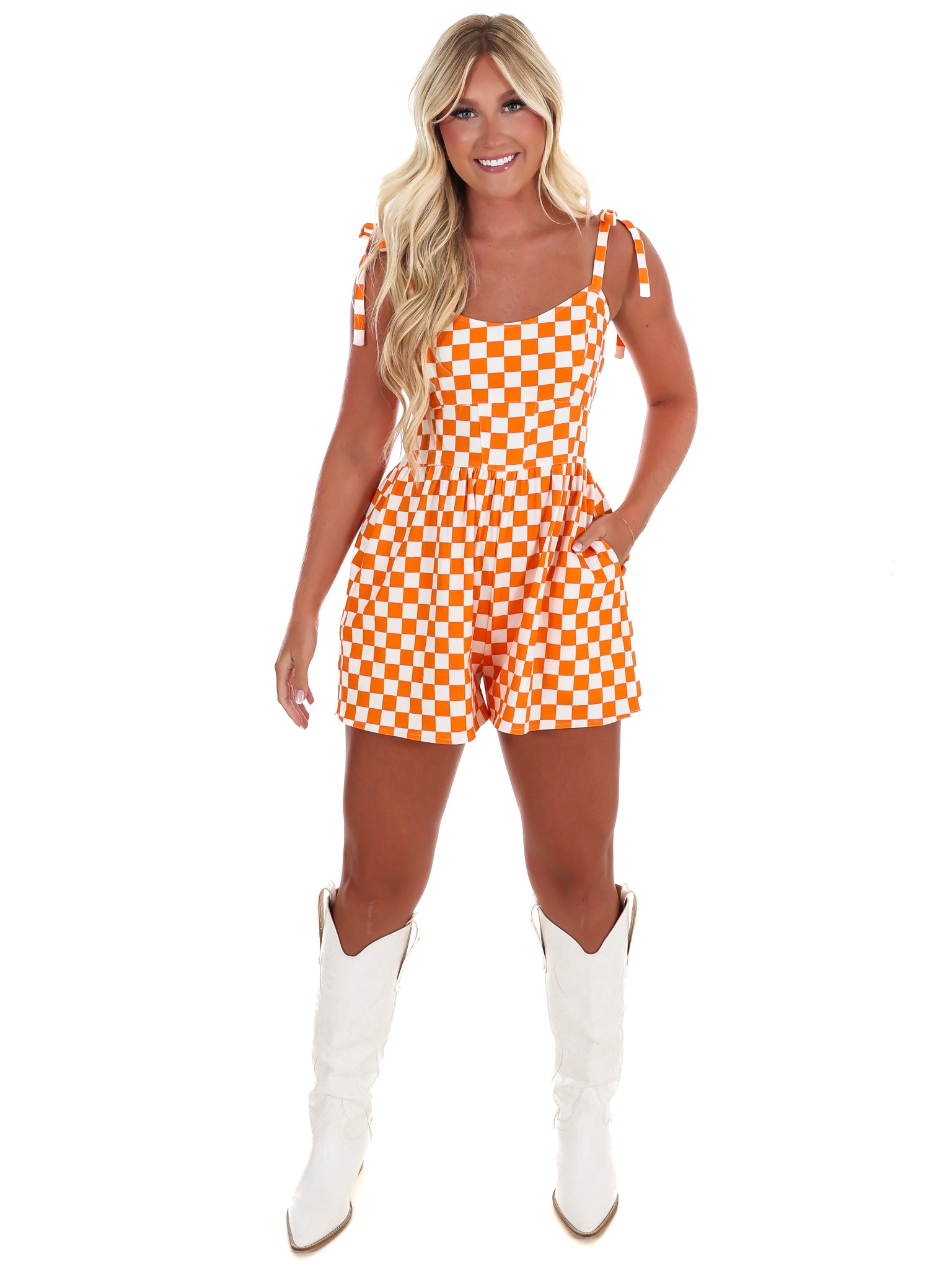 Undefeated Check Denim Romper