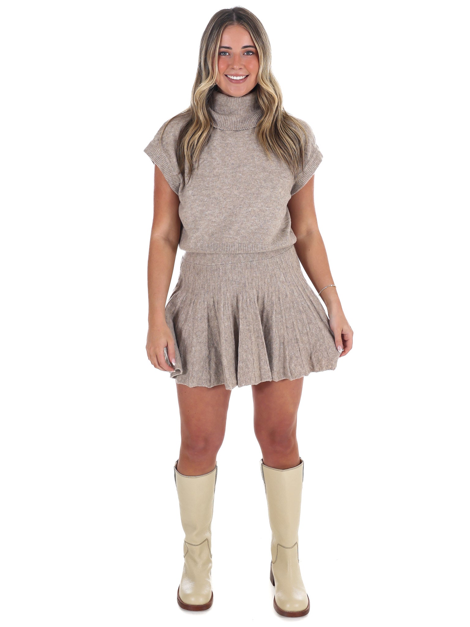 Cozy Harvest Pleated Skirt Set