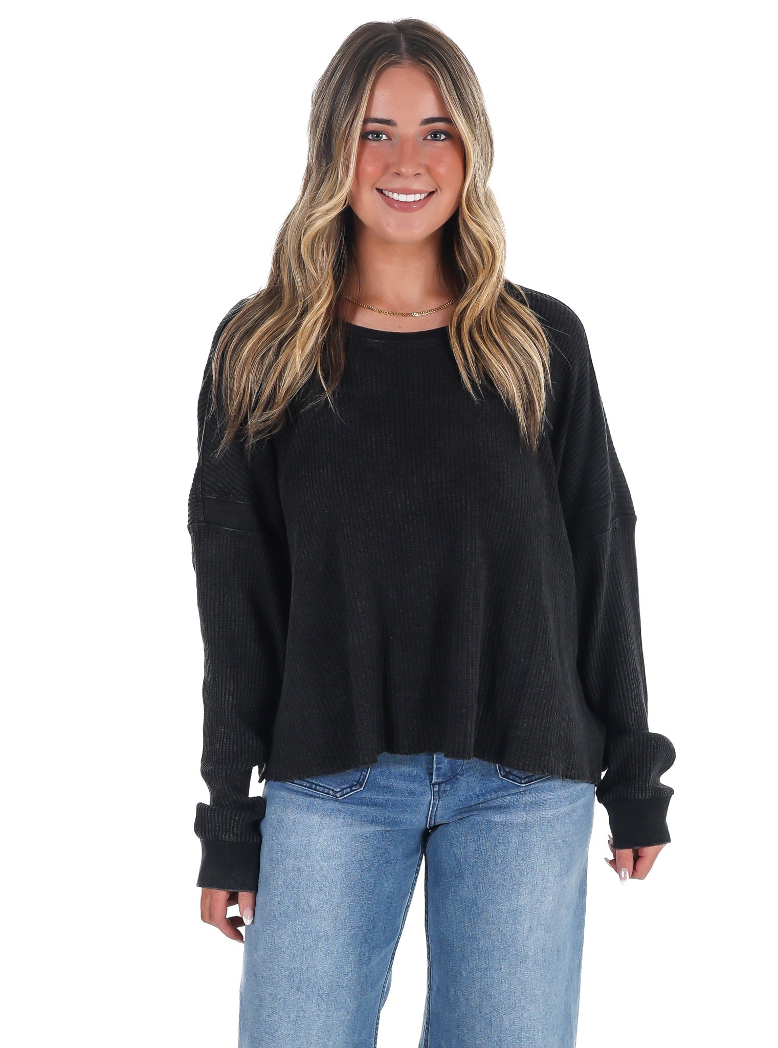 Laidback Comfort Waffle Knit Top