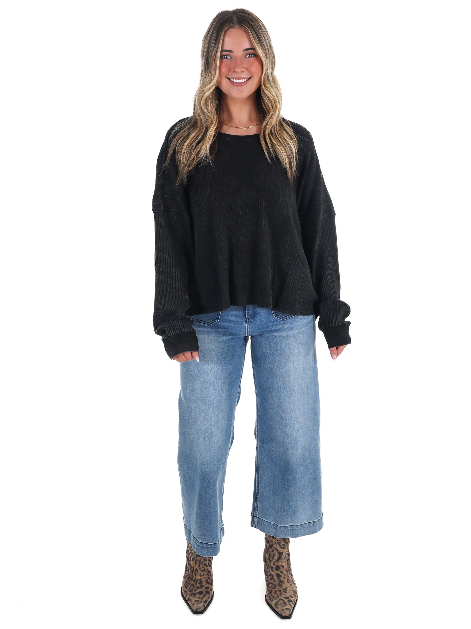 Laidback Comfort Waffle Knit Top