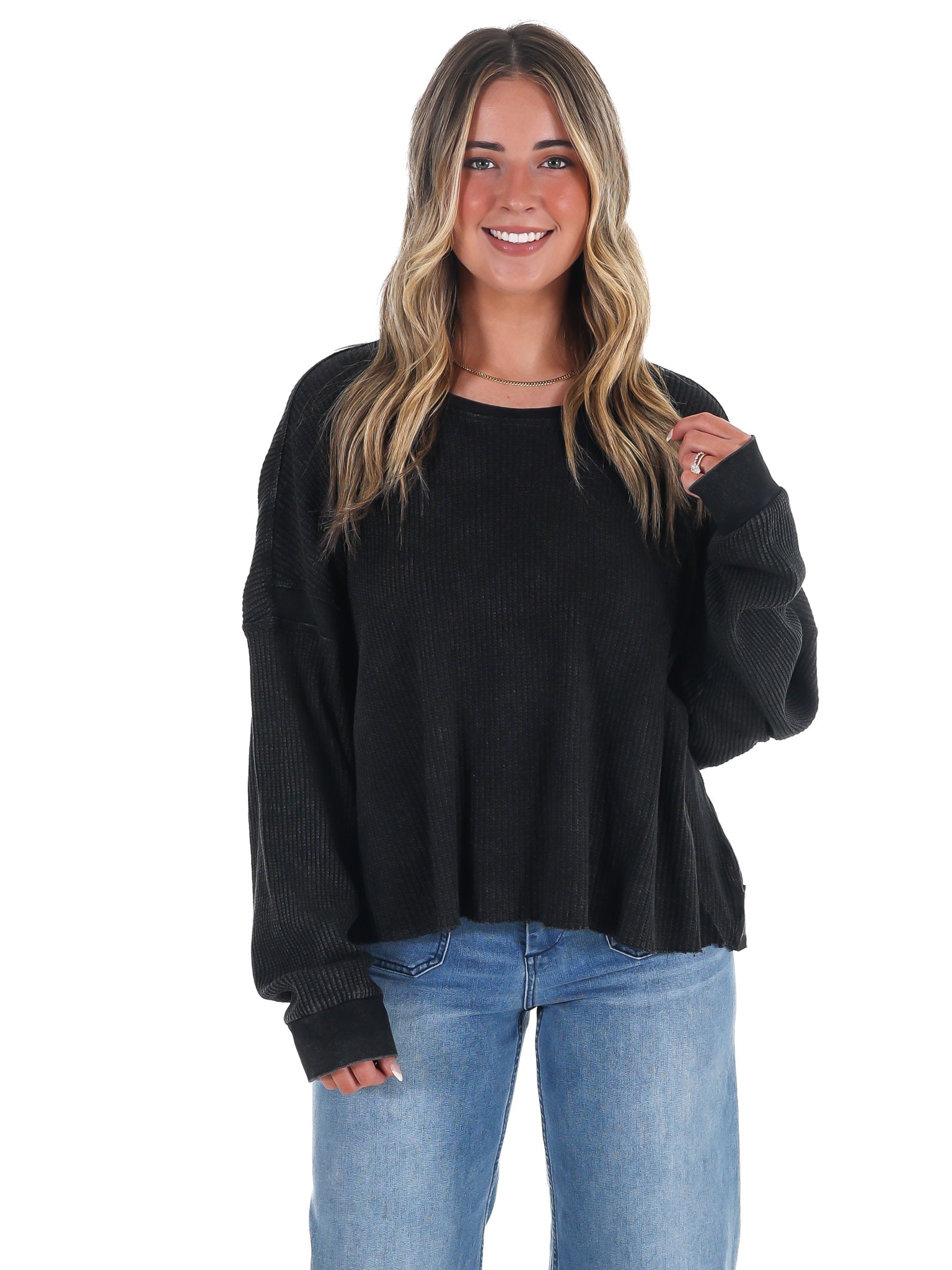 Laidback Comfort Waffle Knit Top