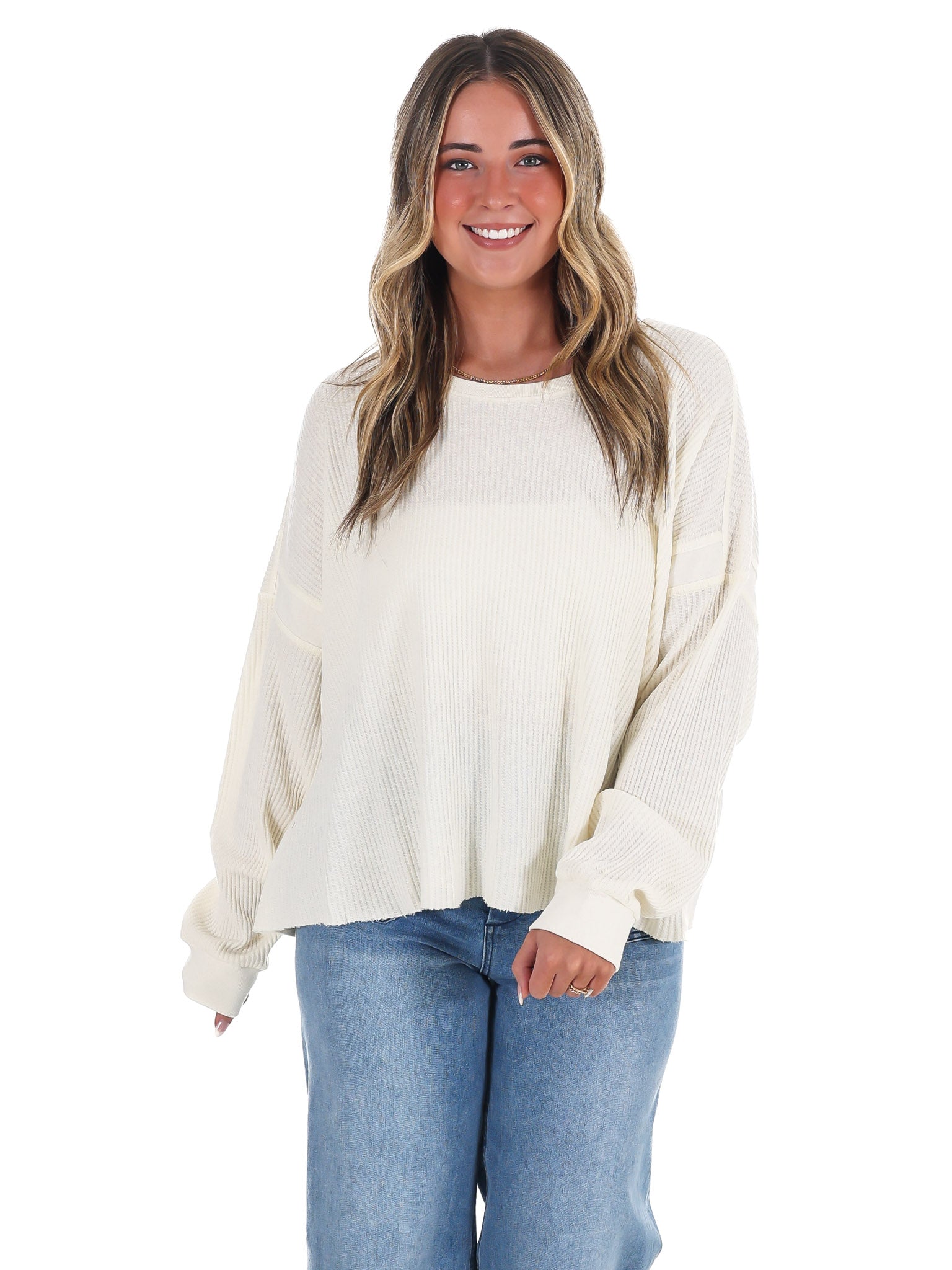 Laidback Comfort Waffle Knit Top