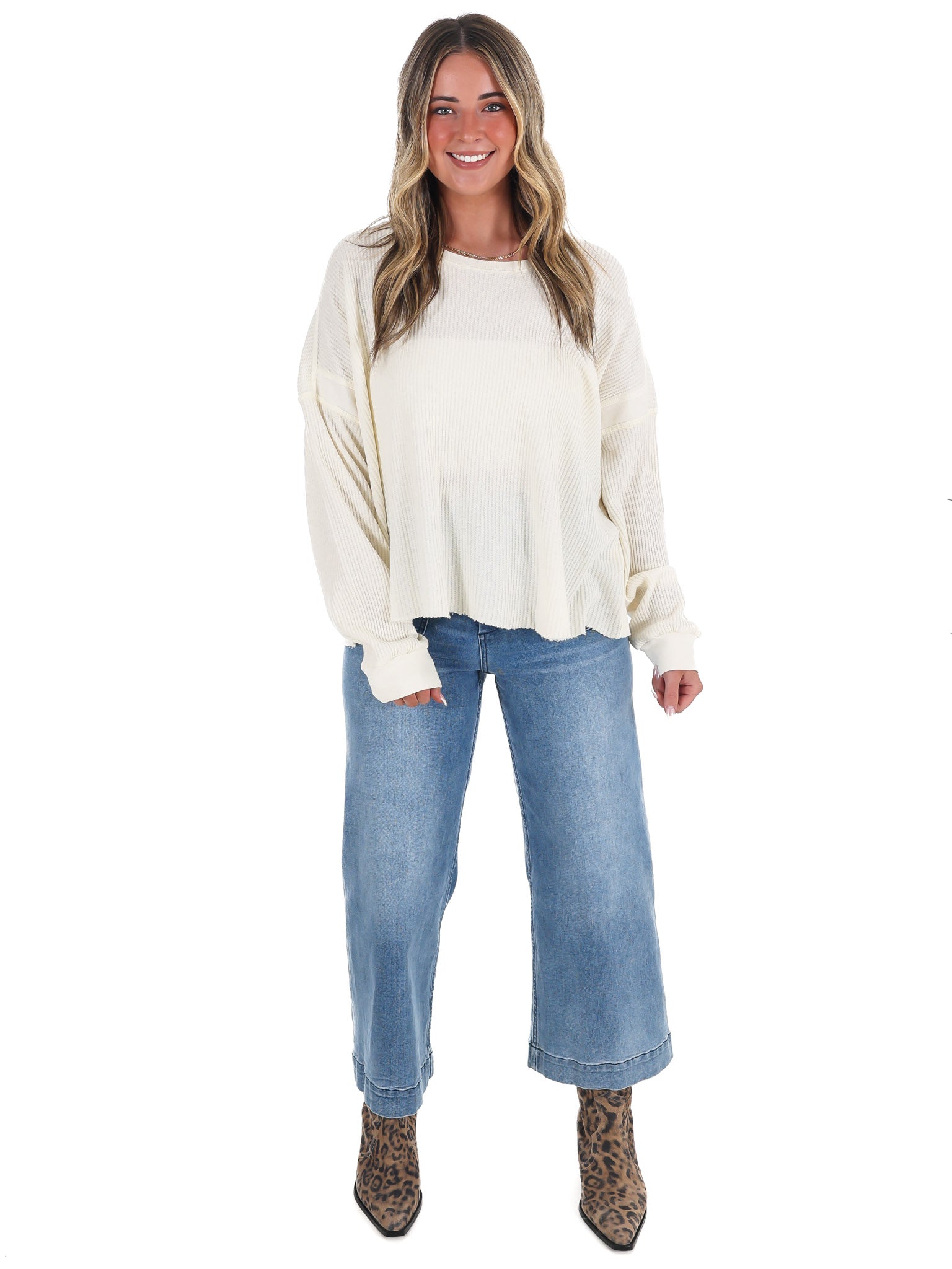 Laidback Comfort Waffle Knit Top