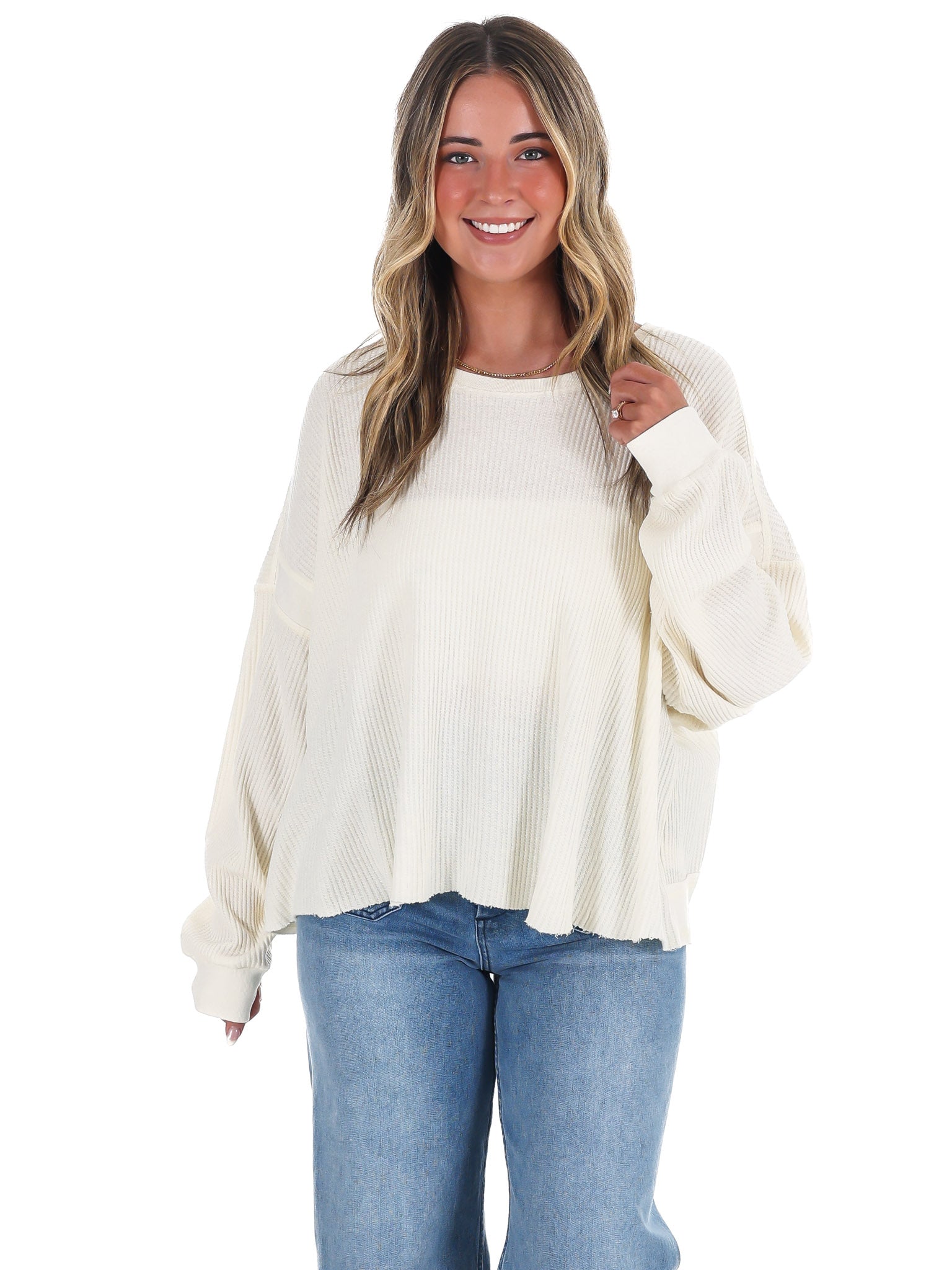 Laidback Comfort Waffle Knit Top