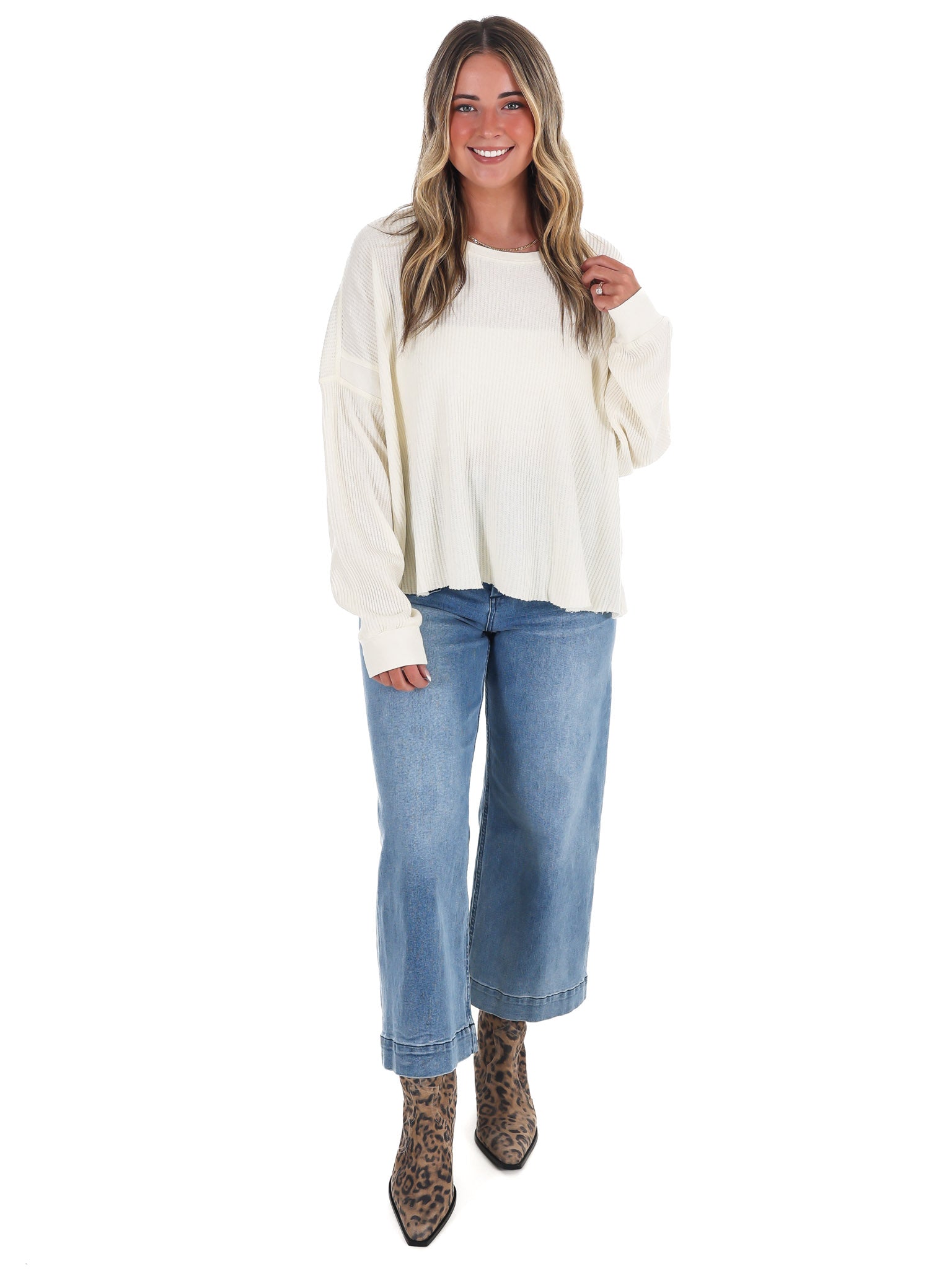 Laidback Comfort Waffle Knit Top