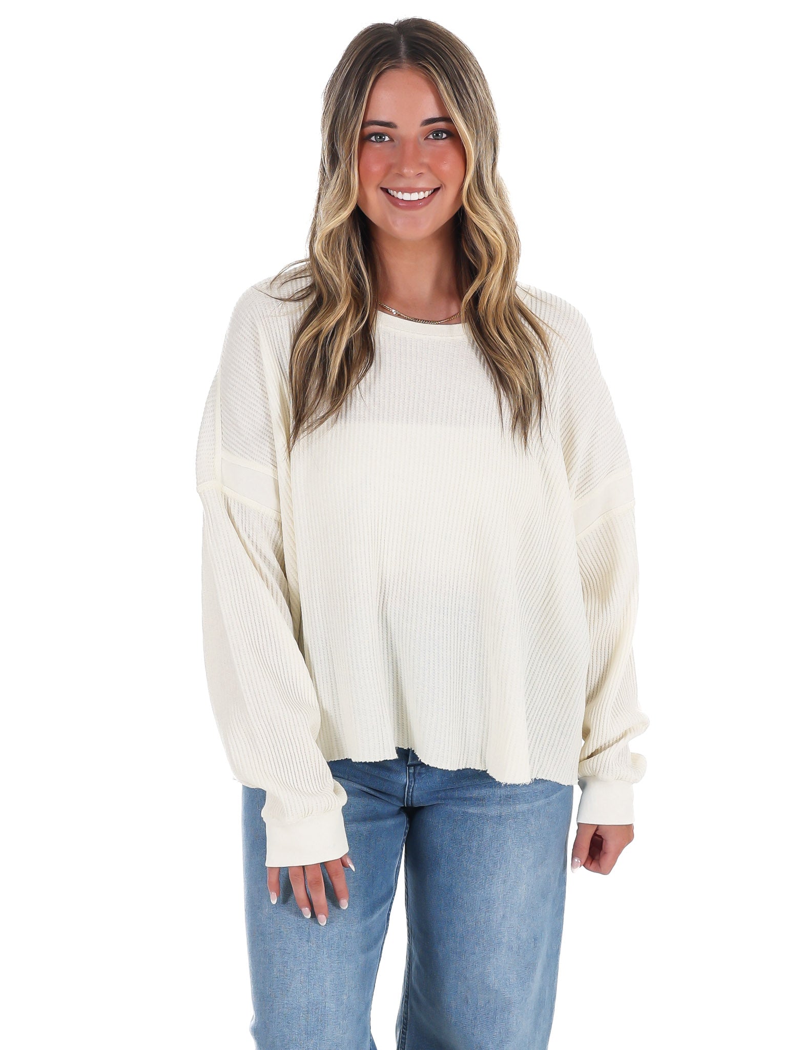 Laidback Comfort Waffle Knit Top