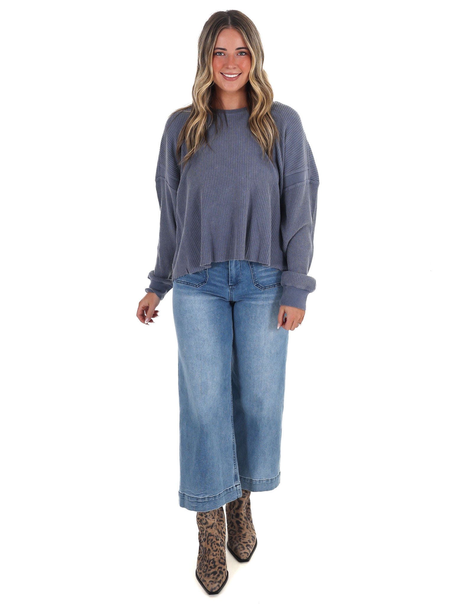 Laidback Comfort Waffle Knit Top