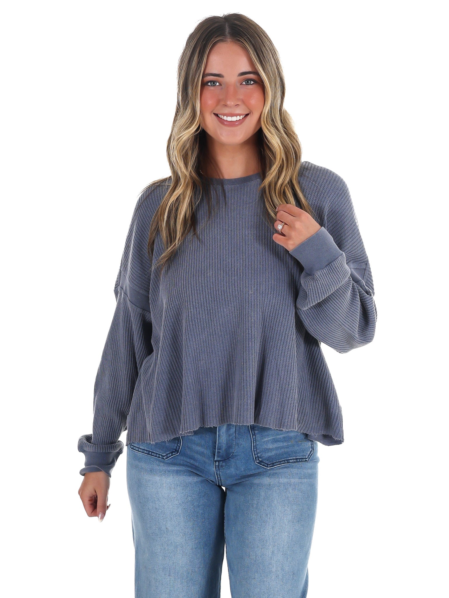 Laidback Comfort Waffle Knit Top