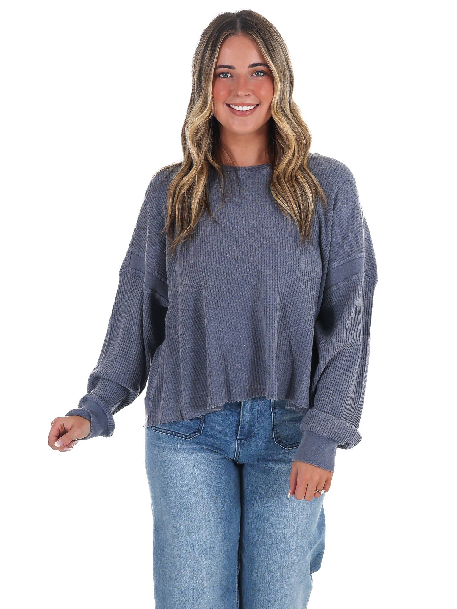 Laidback Comfort Waffle Knit Top