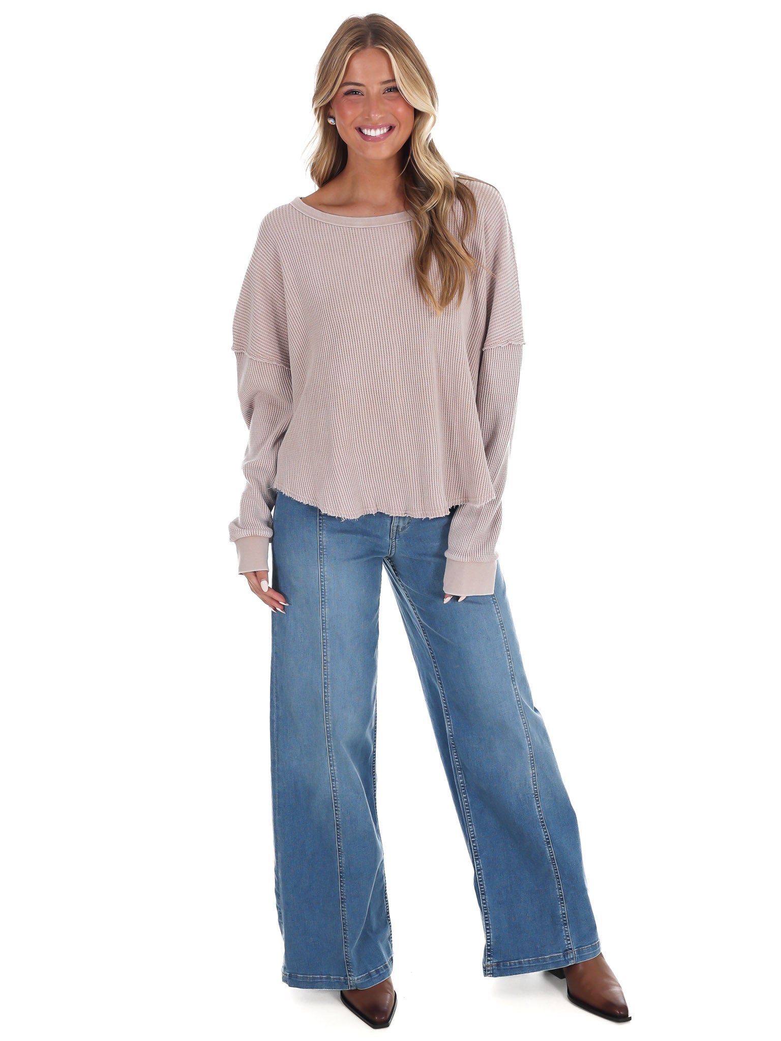 Mineral Mist Waffle Knit Top