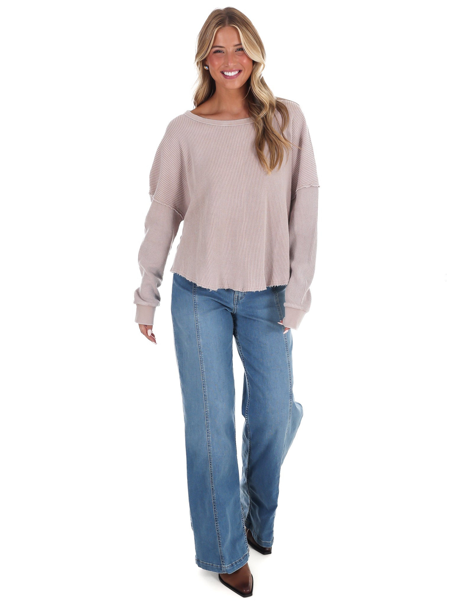 Mineral Mist Waffle Knit Top