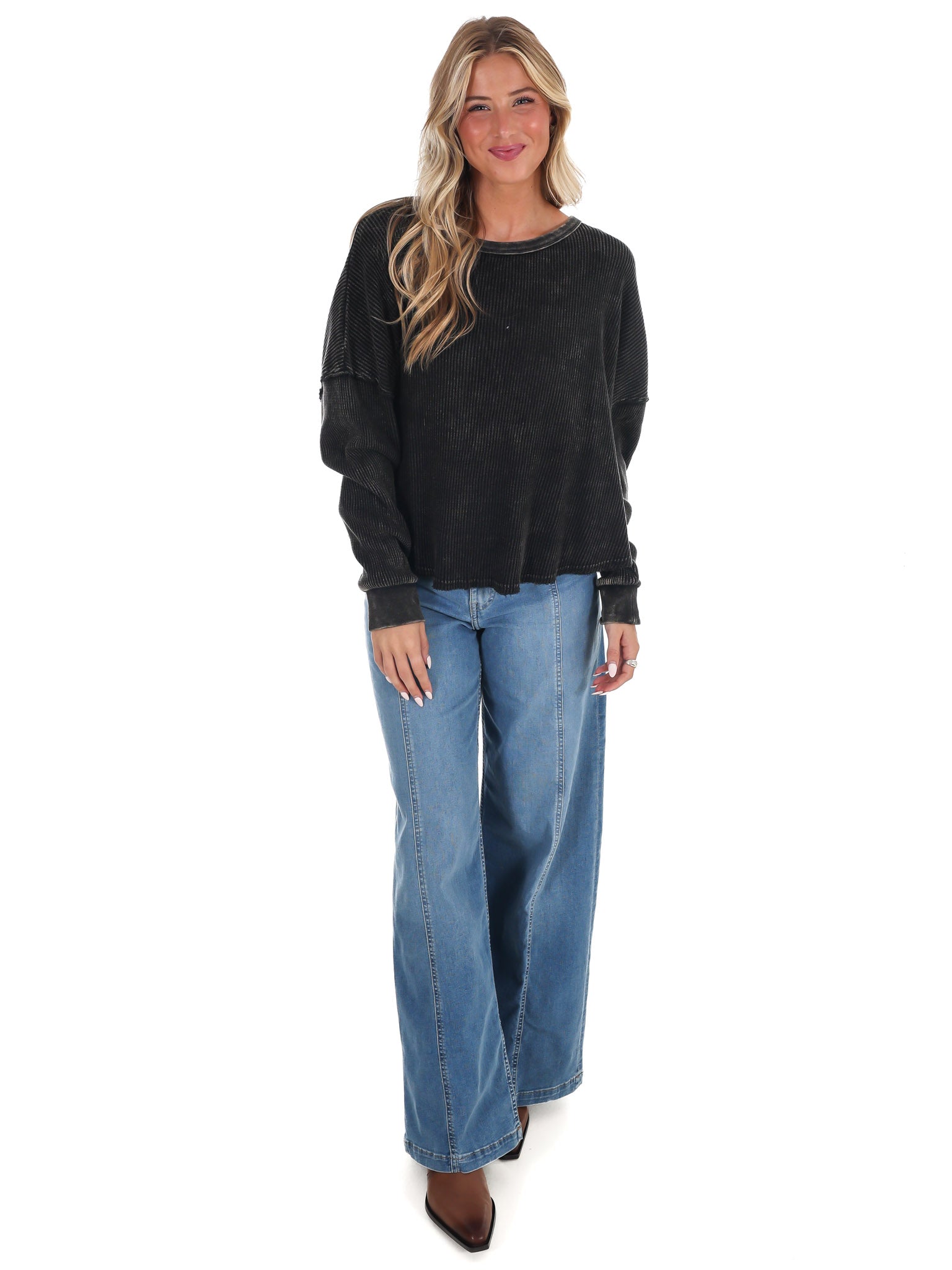 Mineral Mist Waffle Knit Top