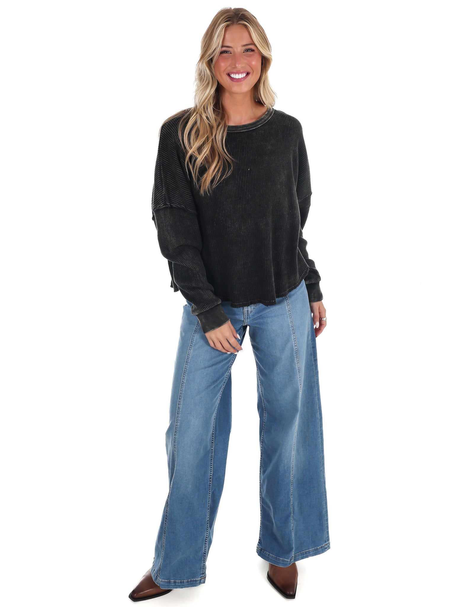 Mineral Mist Waffle Knit Top