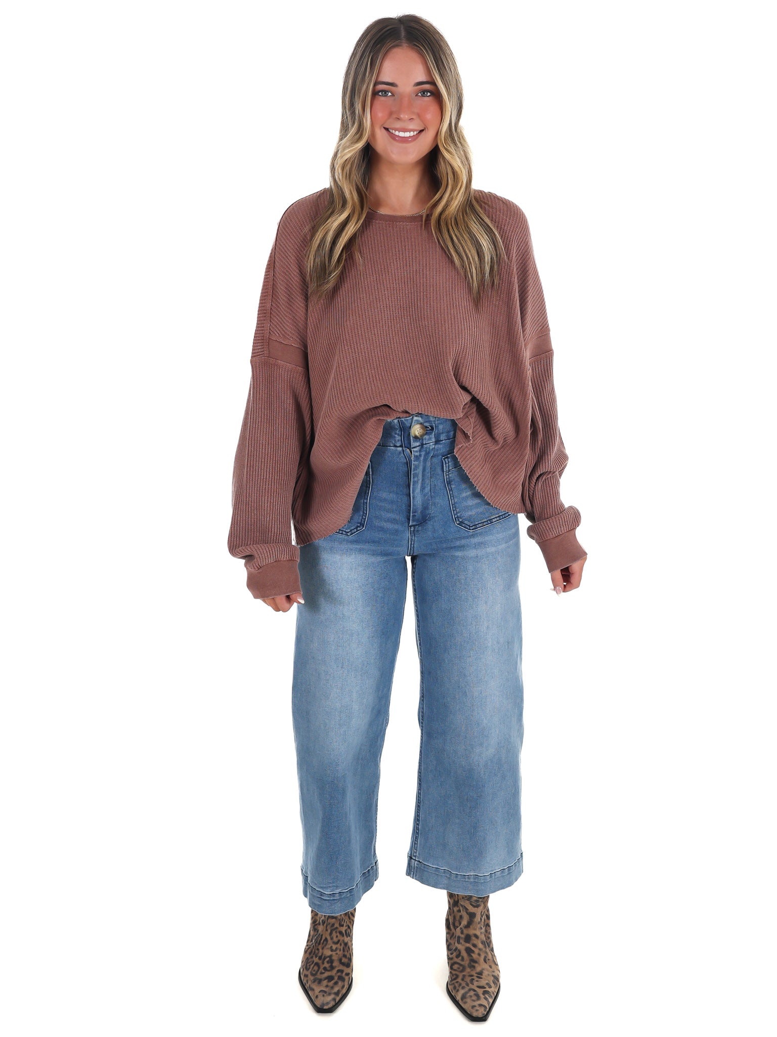 Laidback Comfort Waffle Knit Top