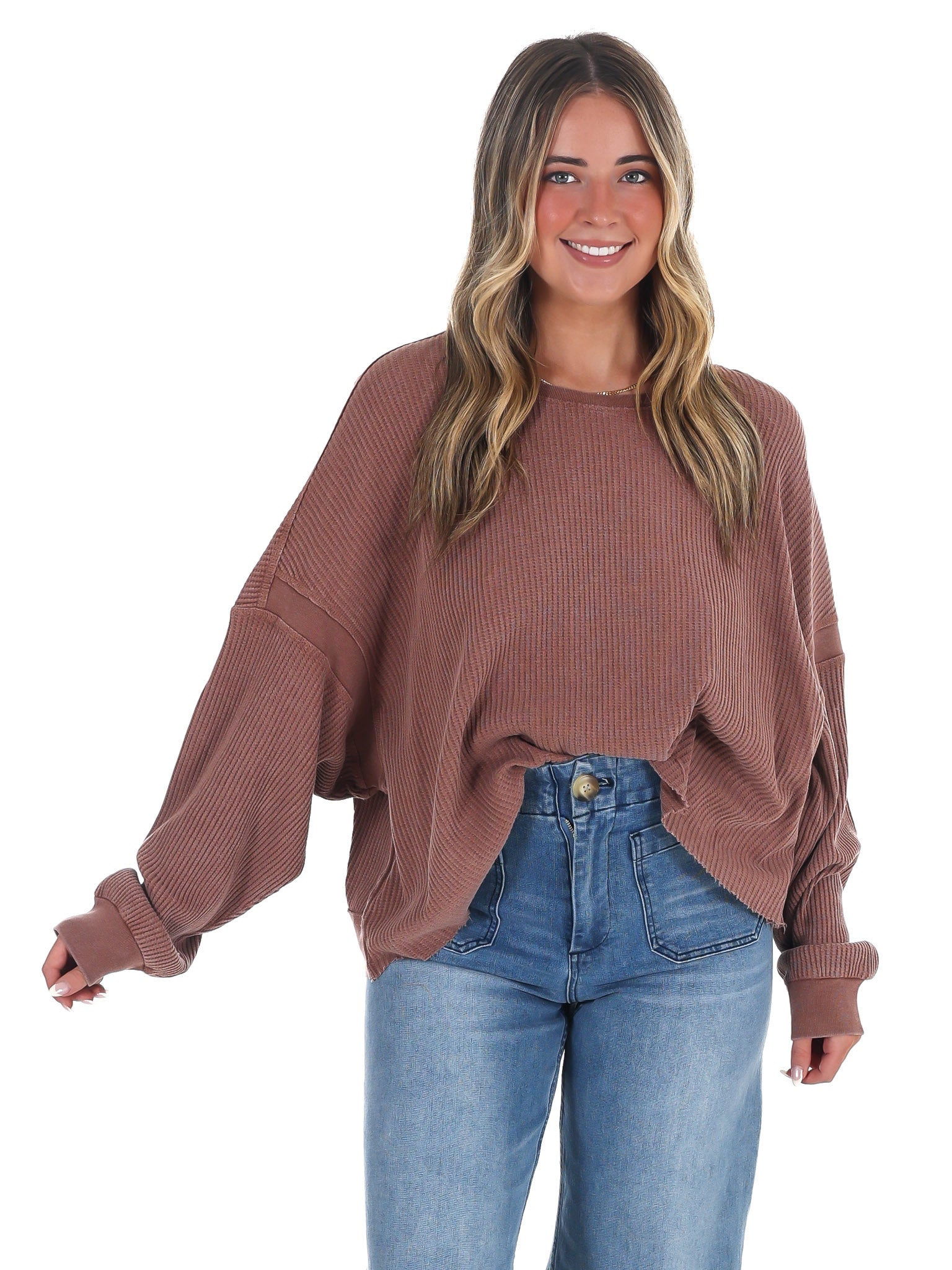 Laidback Comfort Waffle Knit Top
