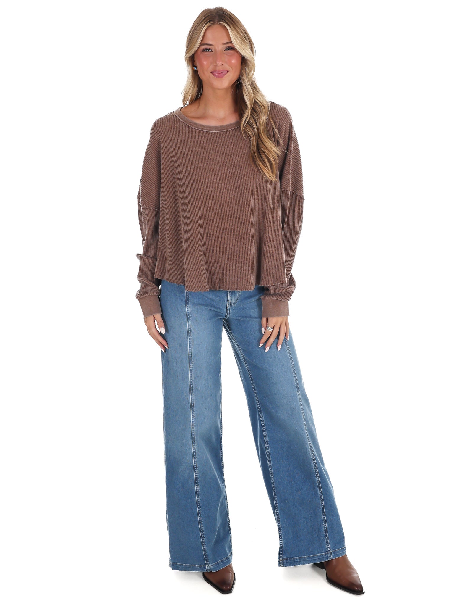 Mineral Mist Waffle Knit Top