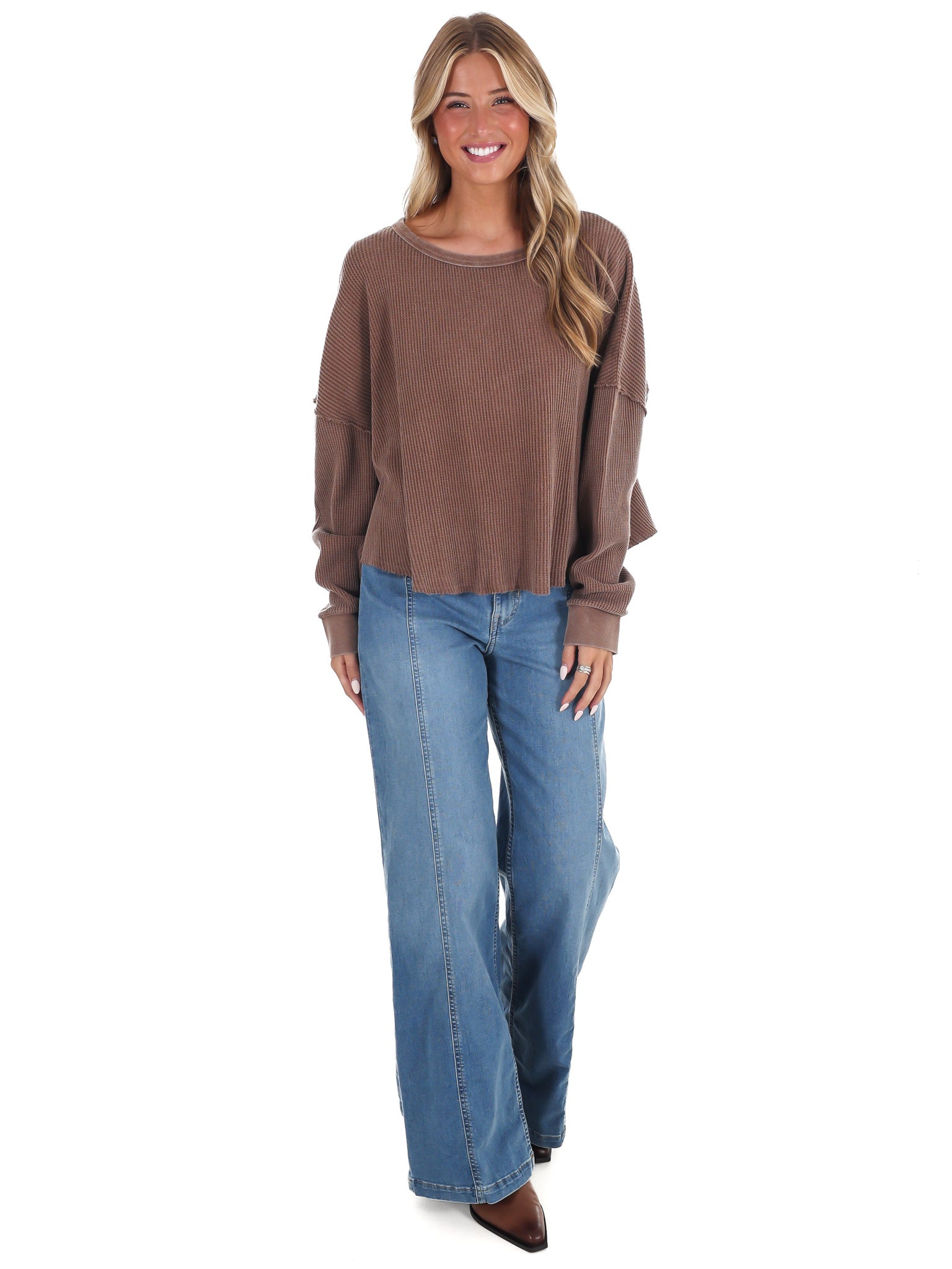 Mineral Mist Waffle Knit Top