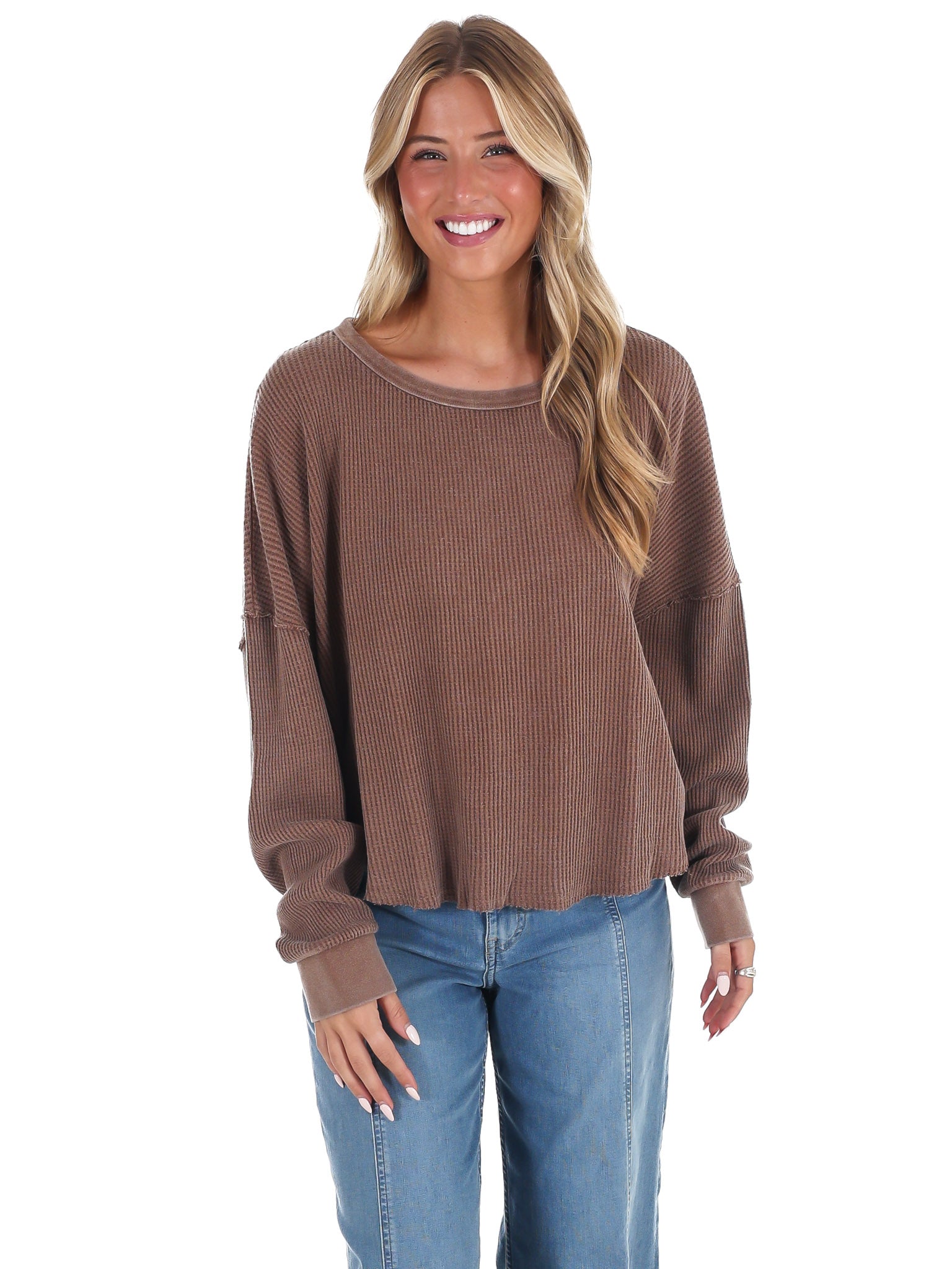 Mineral Mist Waffle Knit Top