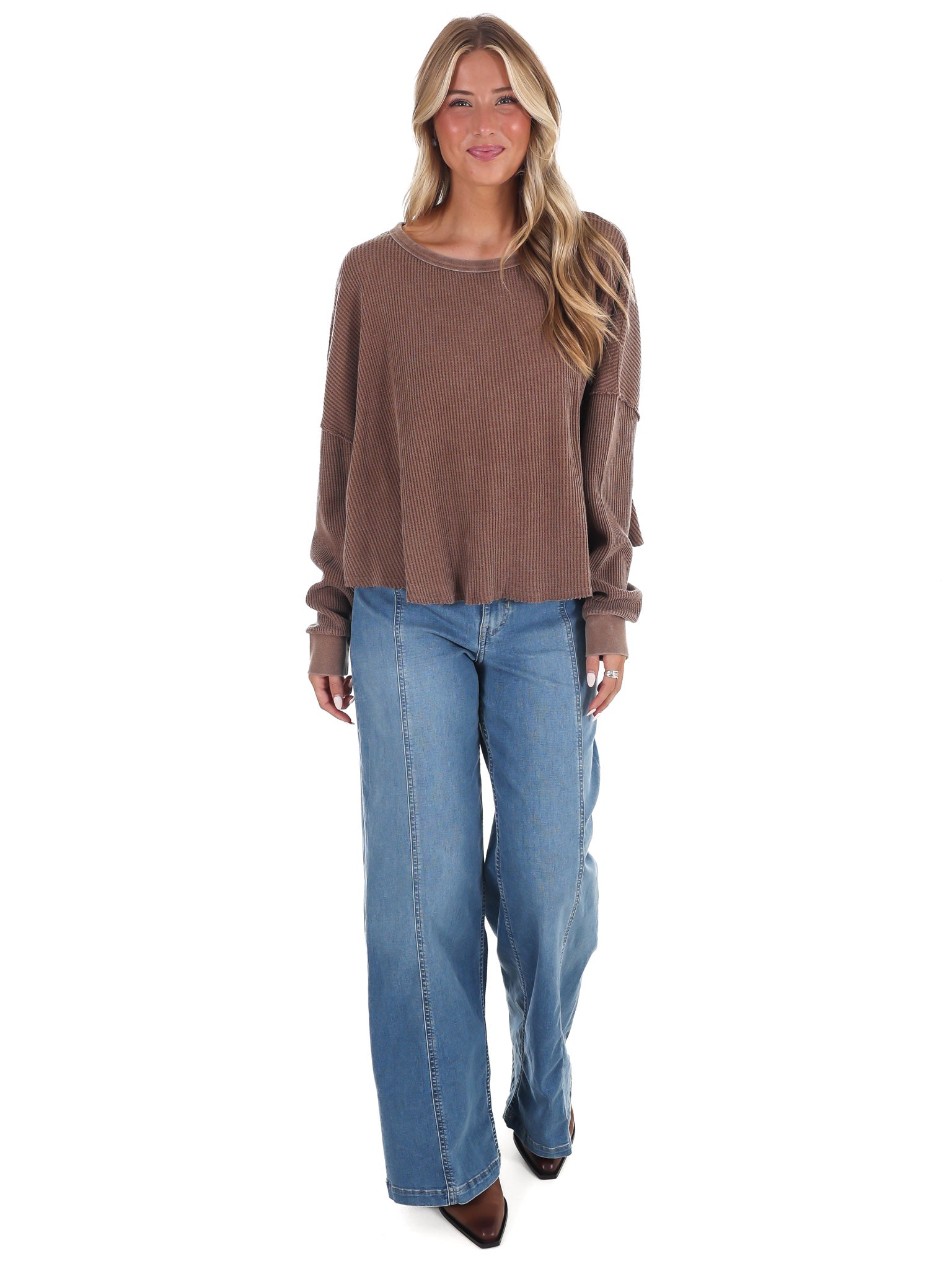 Mineral Mist Waffle Knit Top
