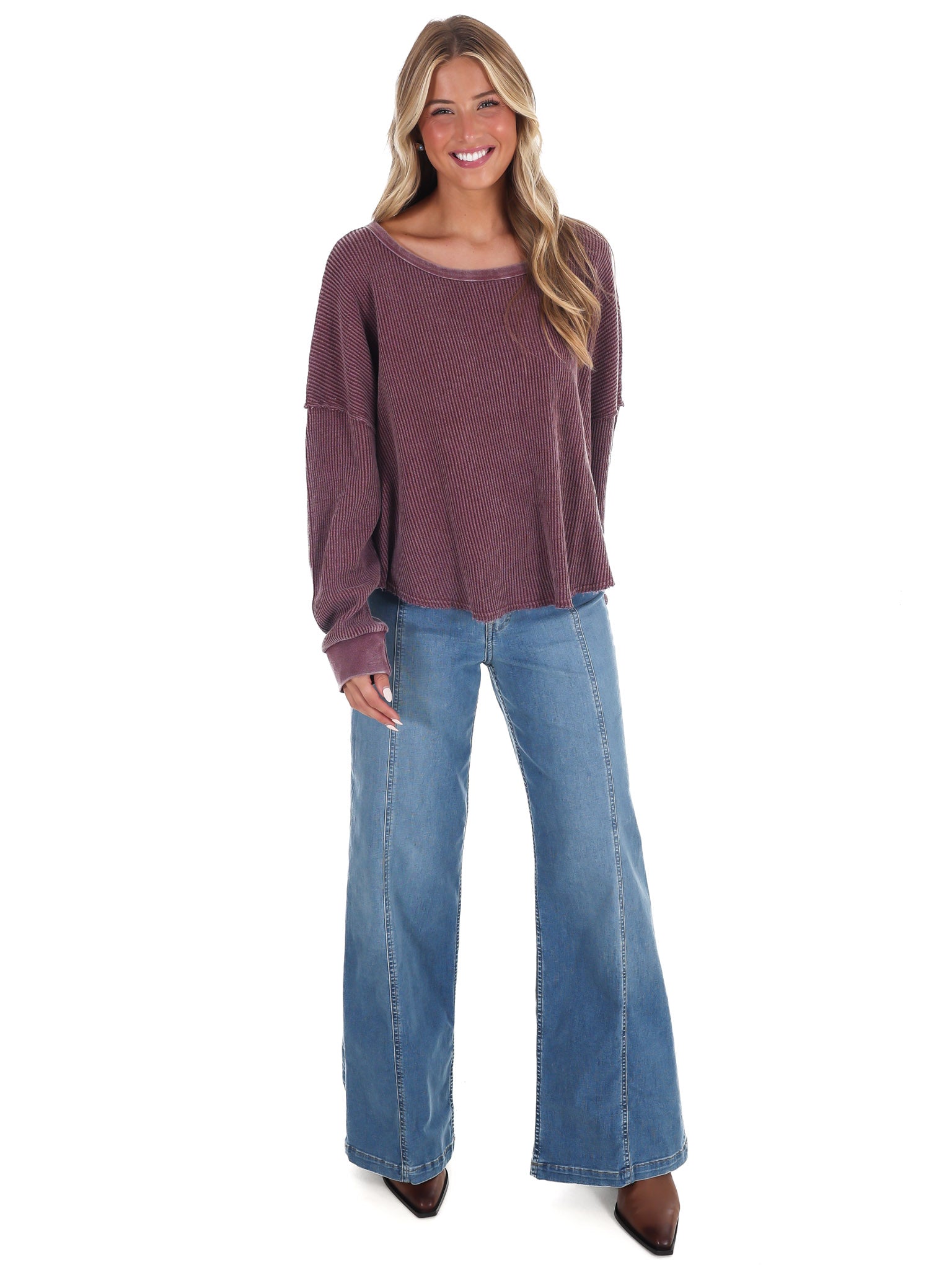 Mineral Mist Waffle Knit Top