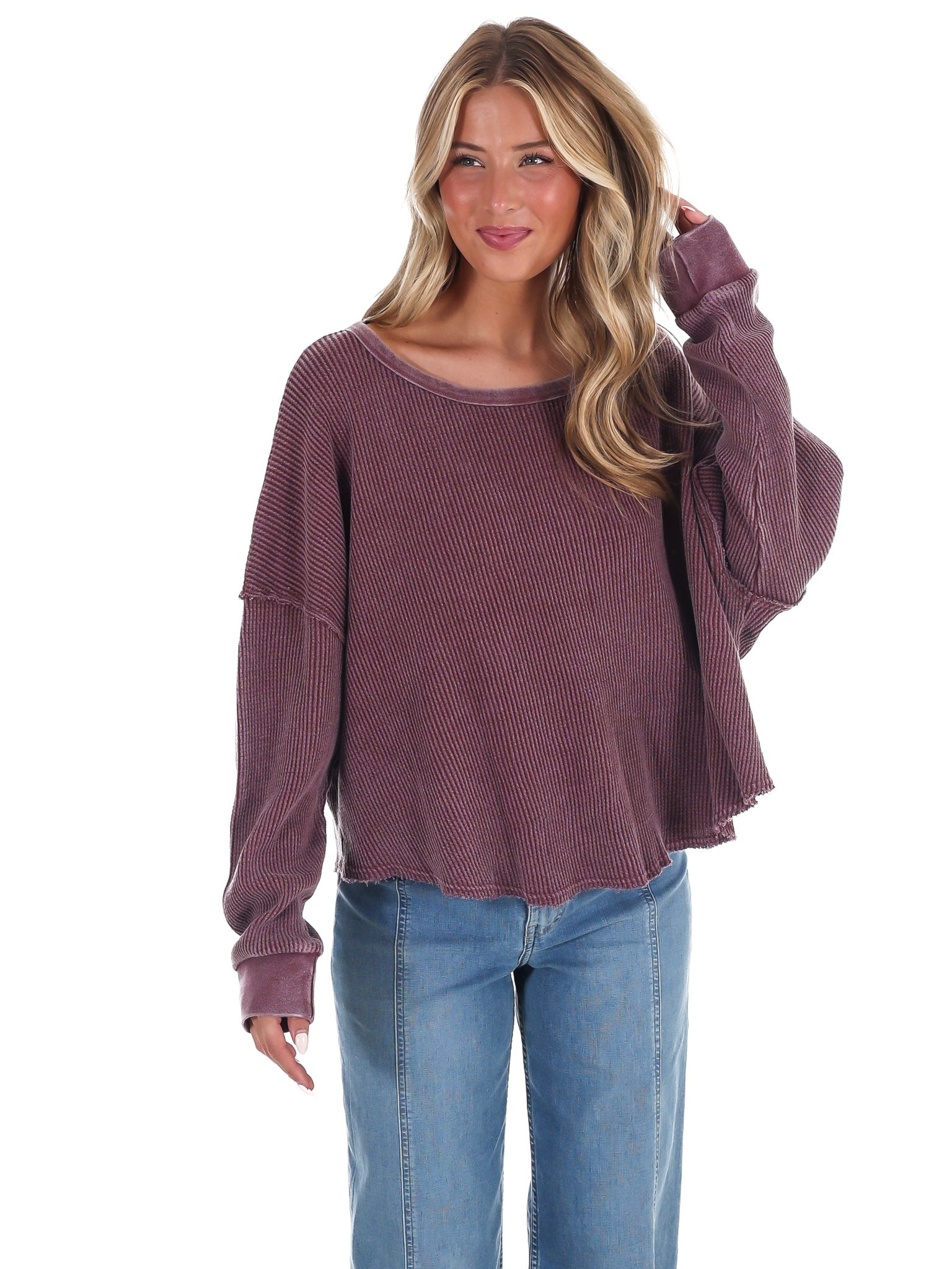 Mineral Mist Waffle Knit Top