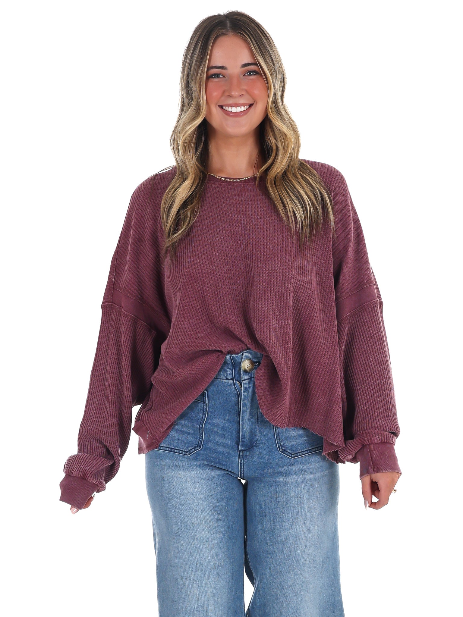Laidback Comfort Waffle Knit Top
