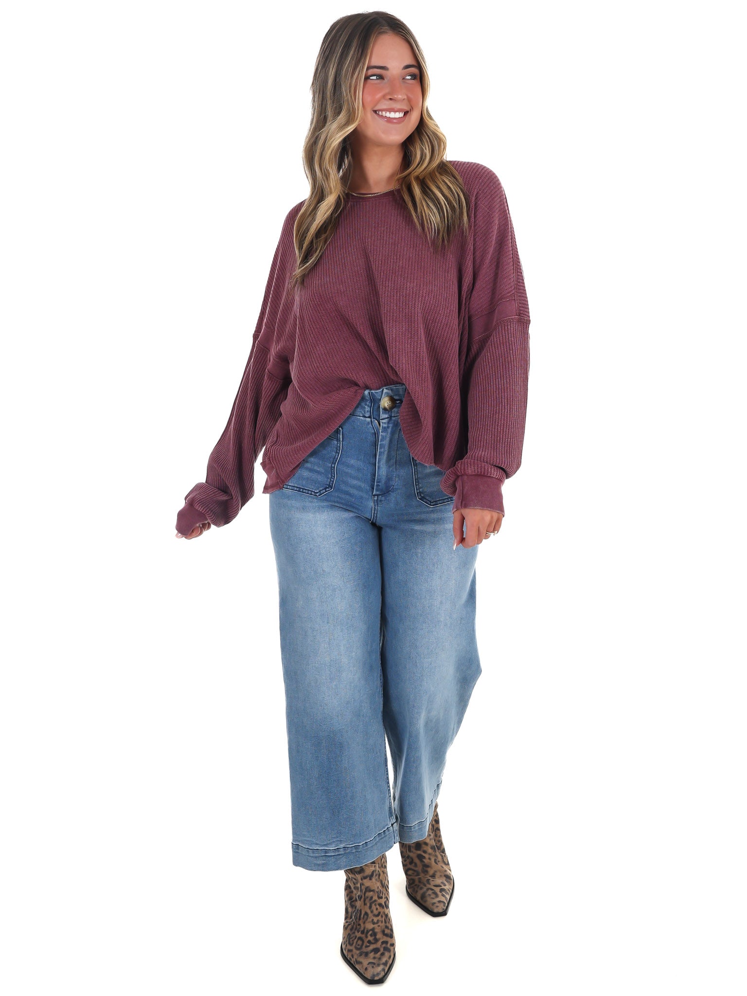 Laidback Comfort Waffle Knit Top