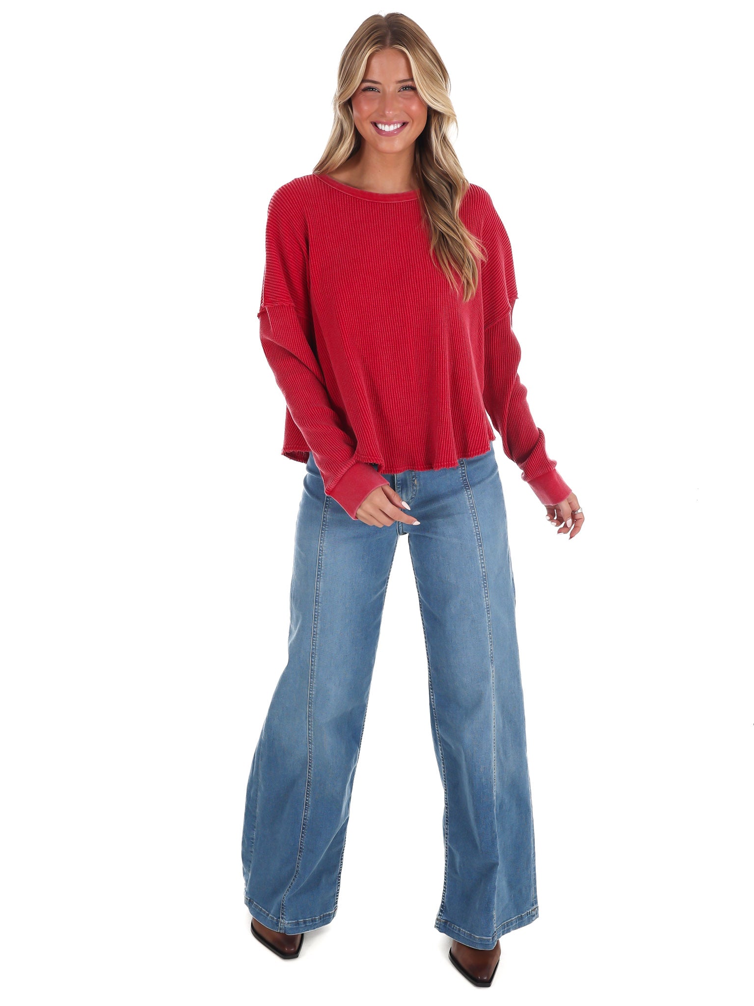 Mineral Mist Waffle Knit Top