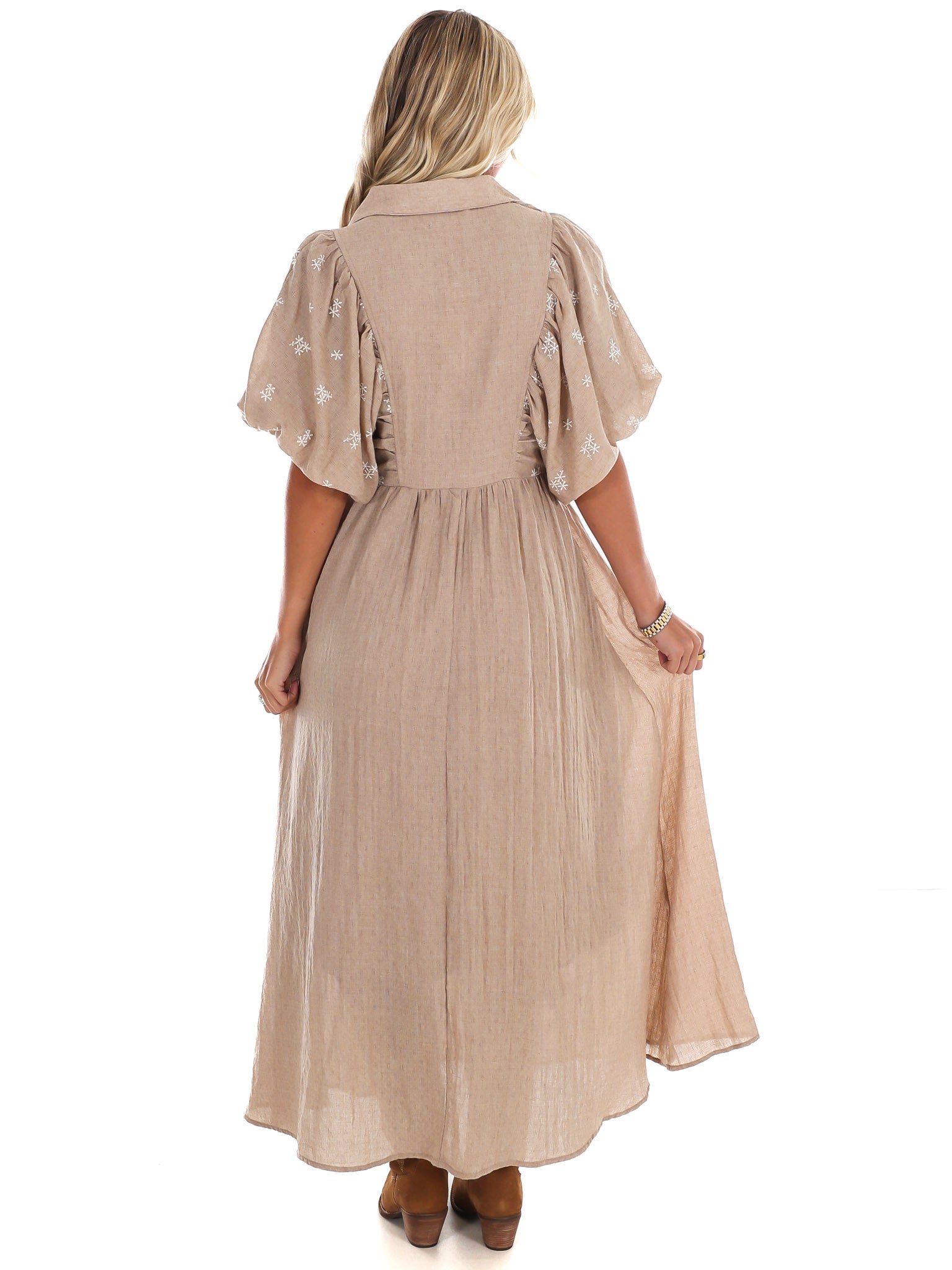 Autumn Stroll Embroidered Midi Dress