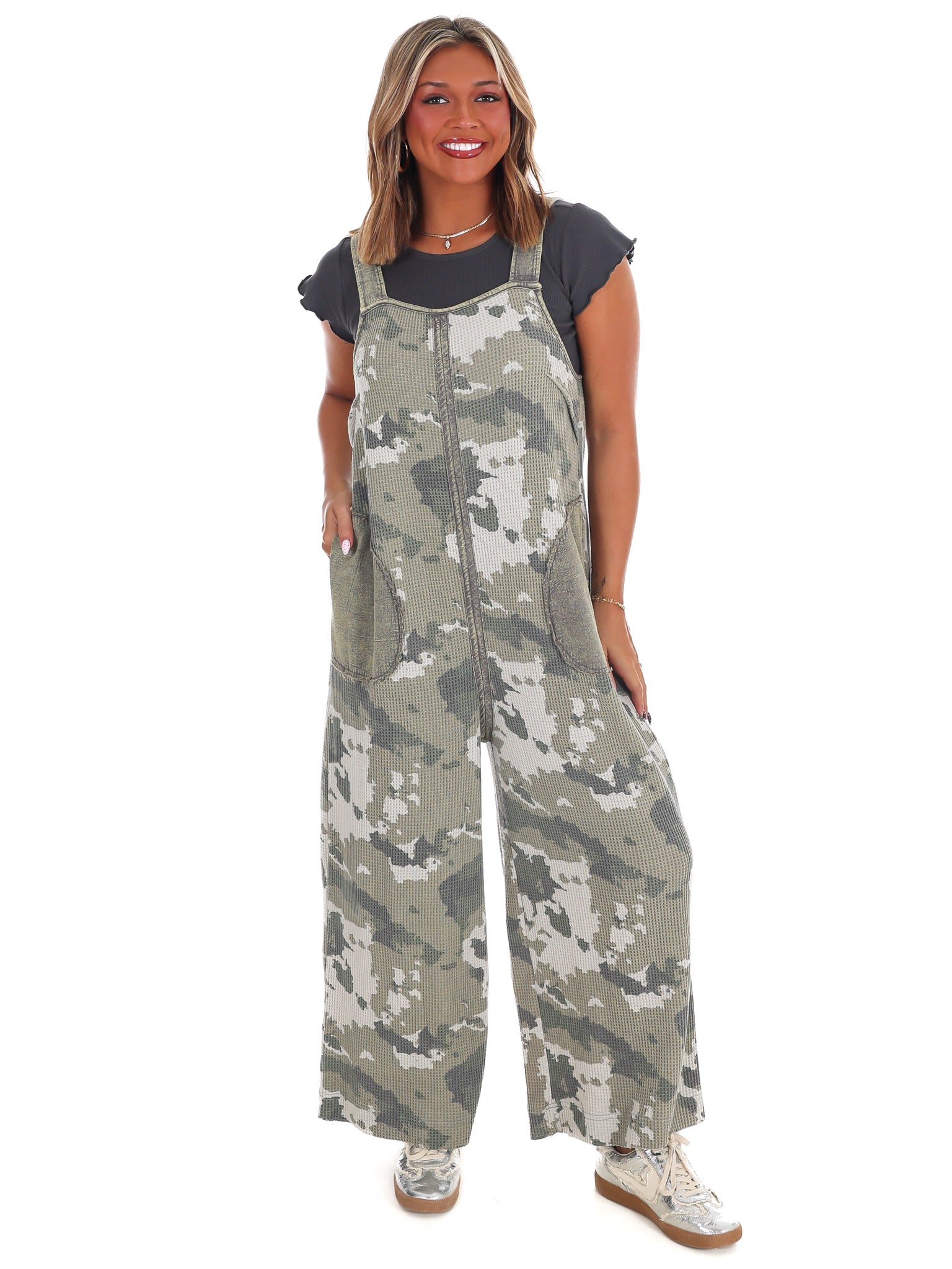 Hidden Comfort Camo Washed Jumpsuit