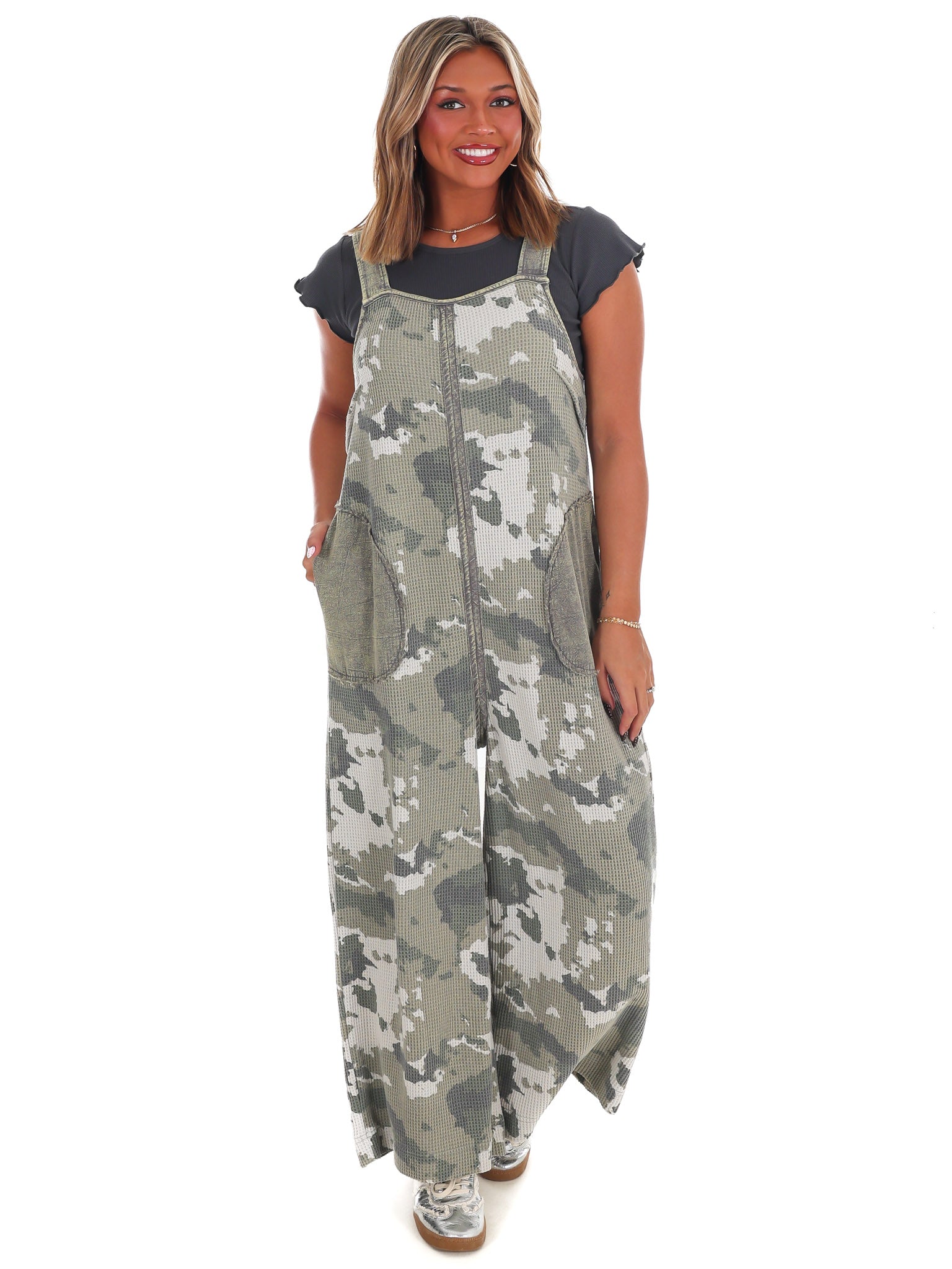 Hidden Comfort Camo Washed Jumpsuit
