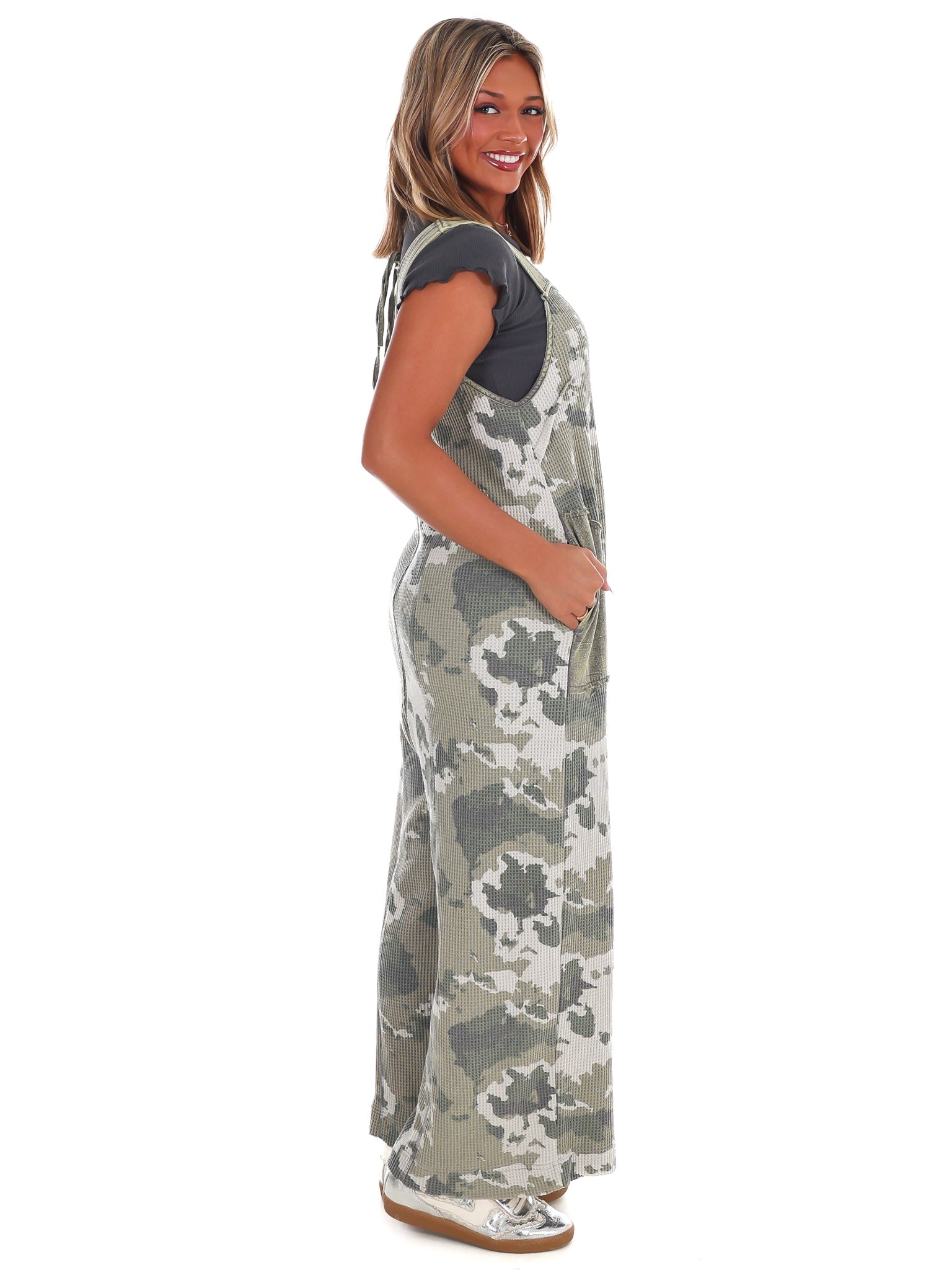 Hidden Comfort Camo Washed Jumpsuit